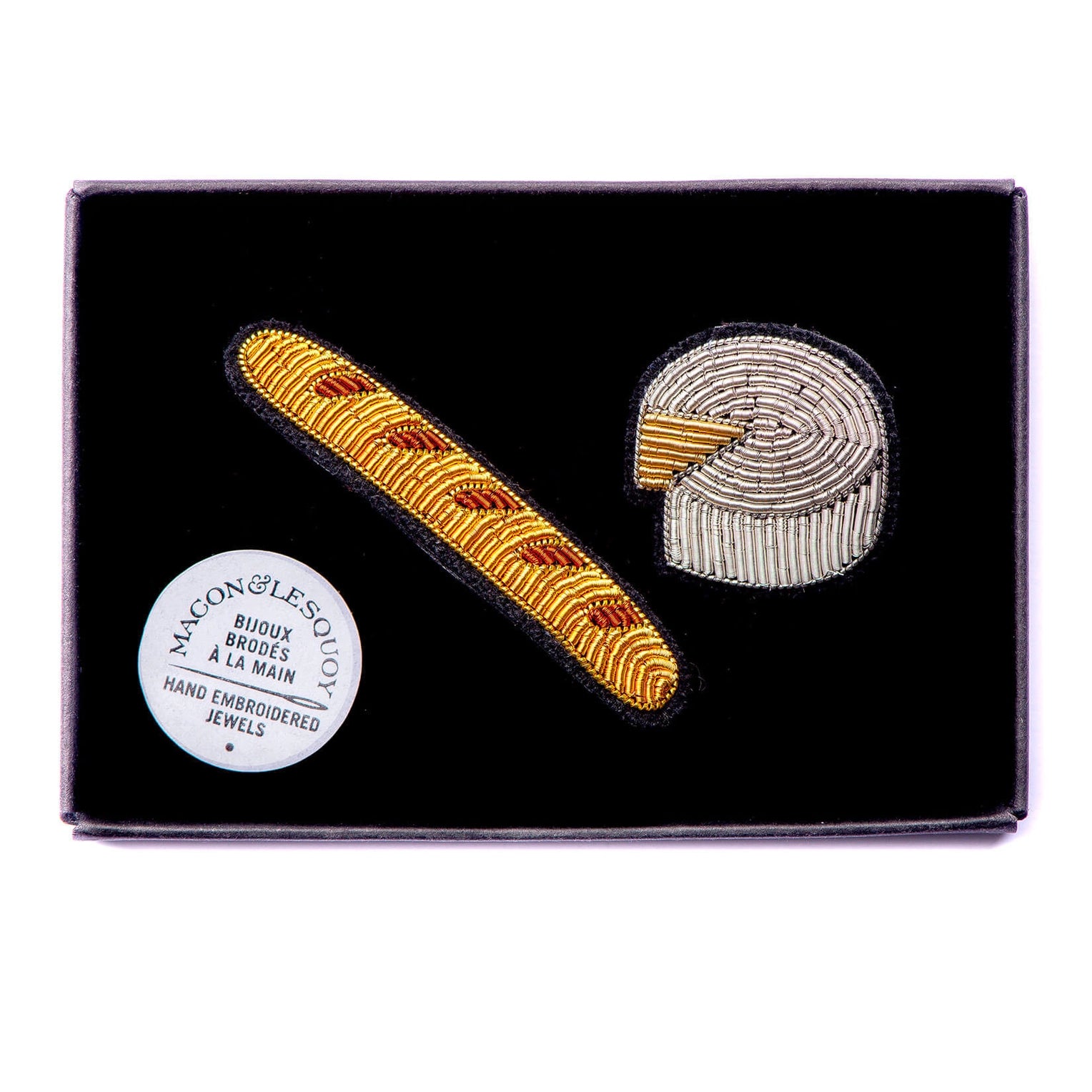 Baguette + Camembert Embroidered Pin Set