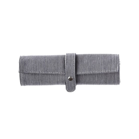 Striped Denim Roll-Up Pen Case