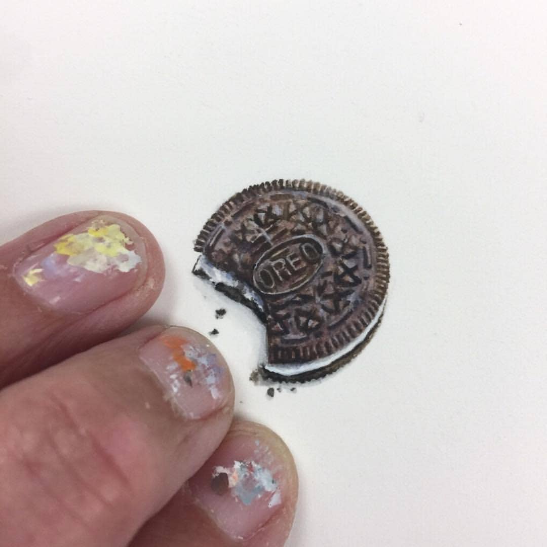 Oreo Cookie Miniature Watercolor Painting - Art Print