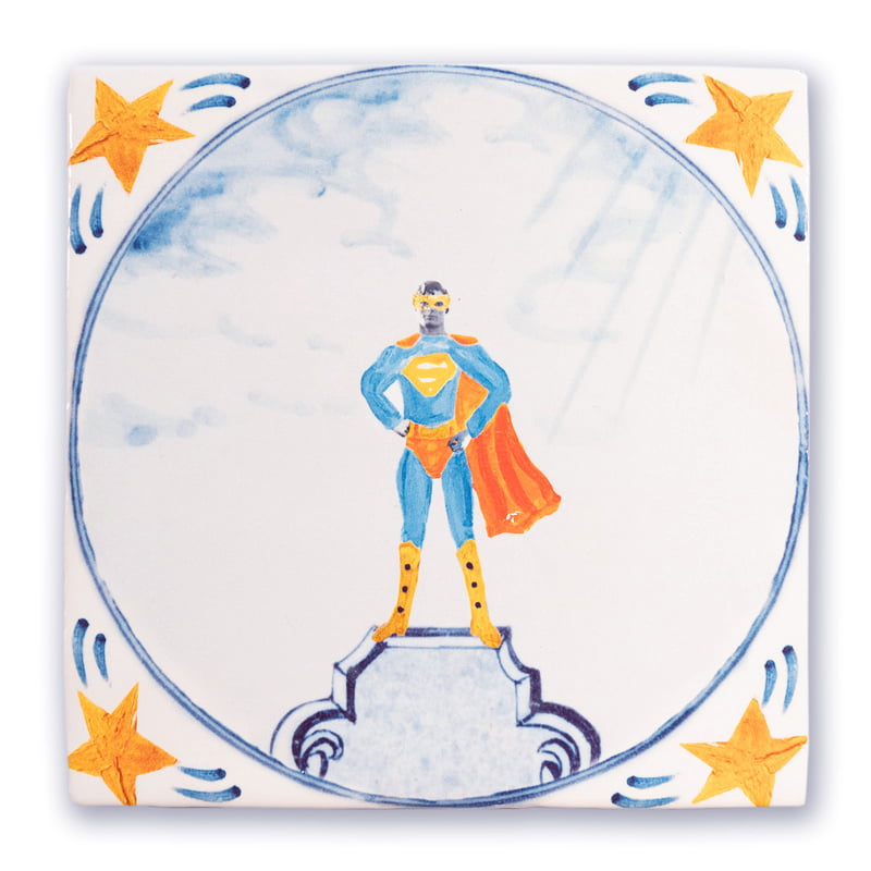 Super Man Delft Tile