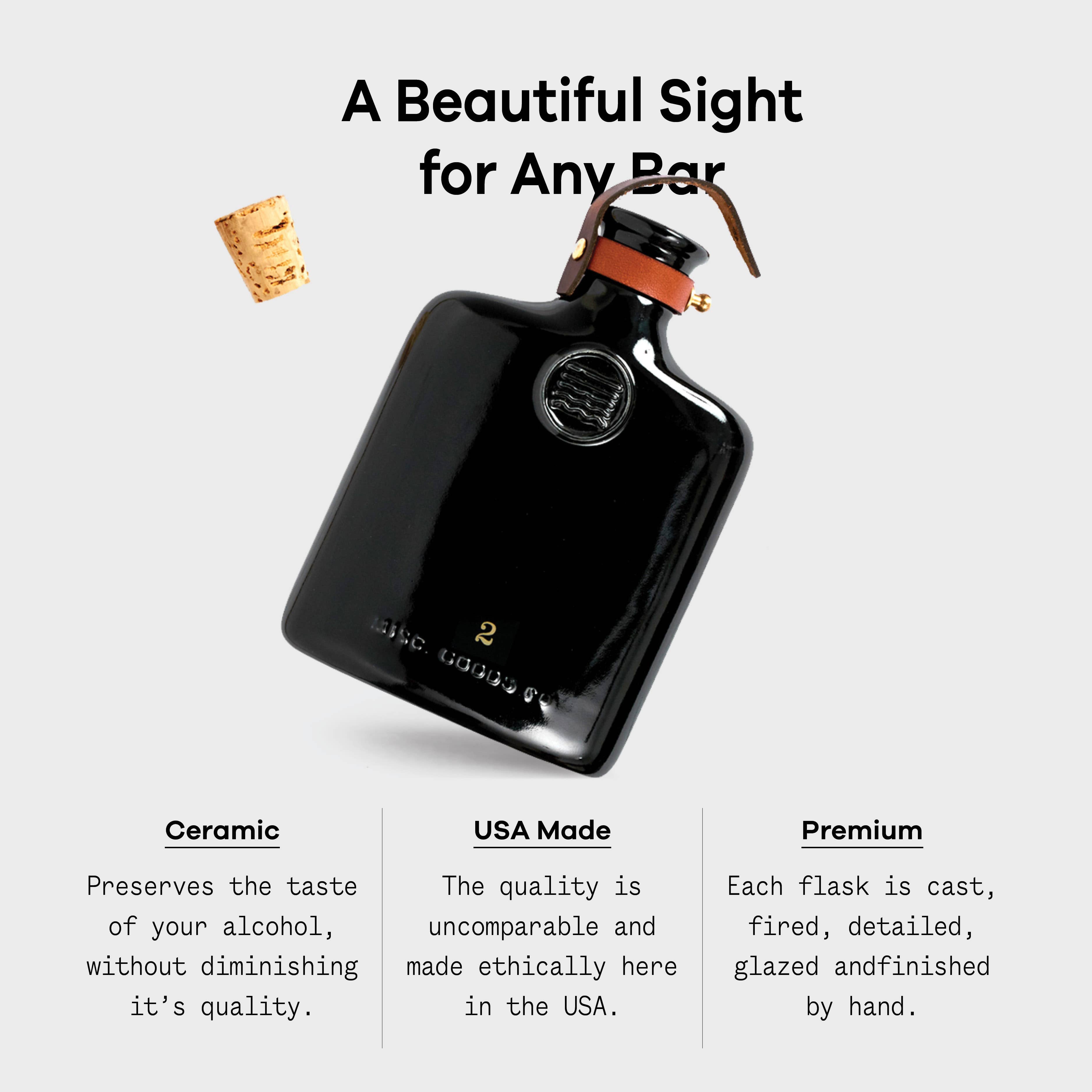 Black Ceramic Flask – Embossed Stoneware | Unique & Giftable