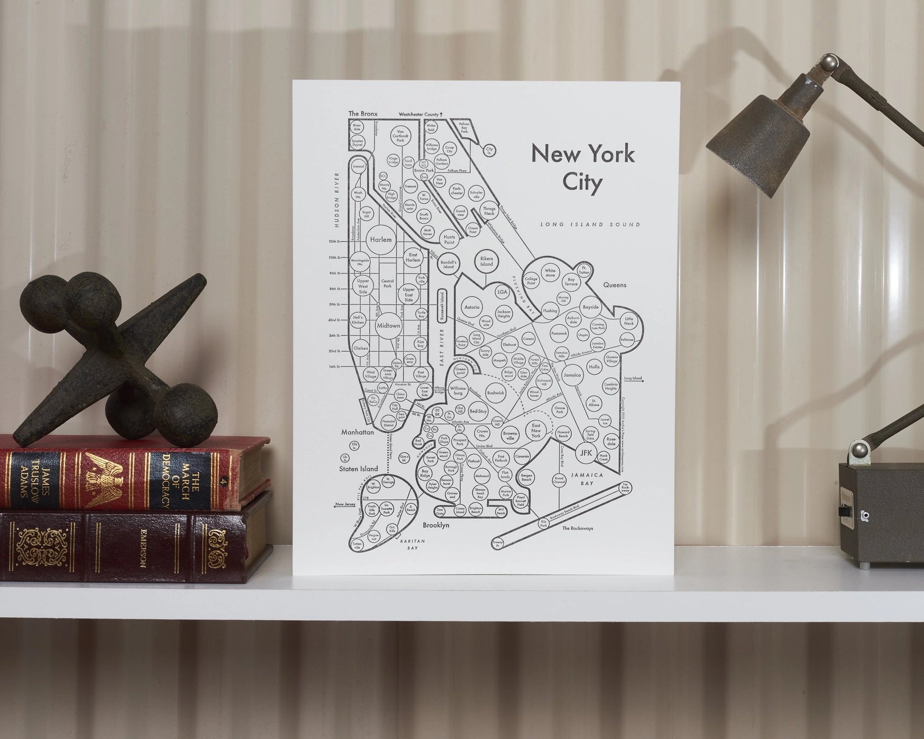 New York City Letterpress Map Chart