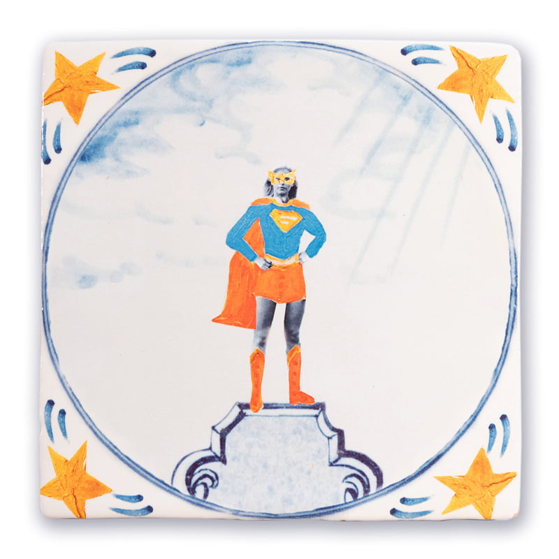 Super Woman Delft Tile