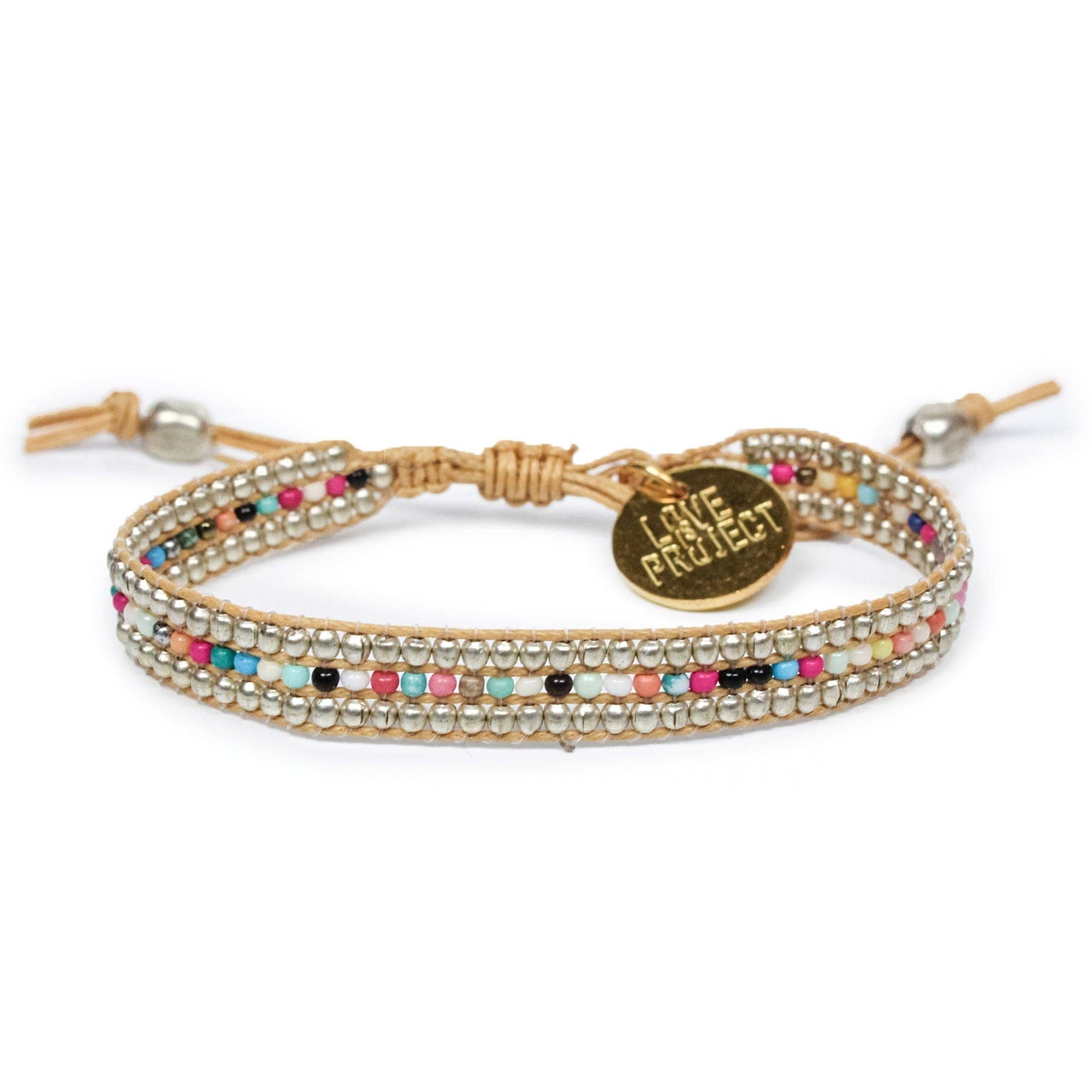 Fair-trade Skinny Silver Darjeeling Rainbow Bracelet