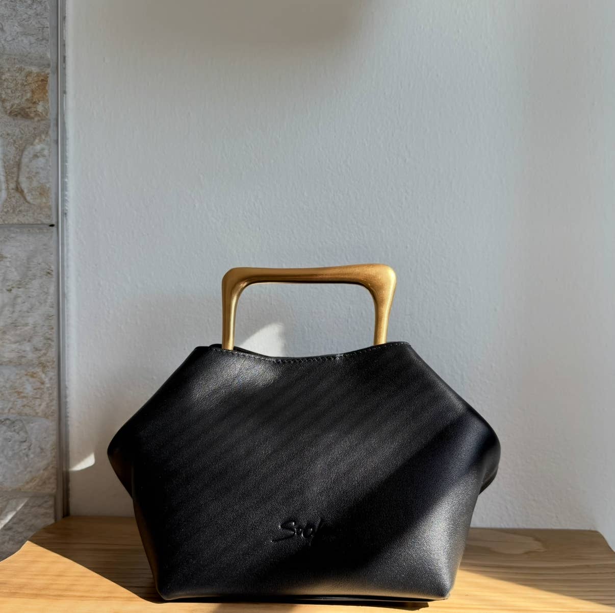 Sora - Genuine Leather Metallic Handheld Bag Shoulder Bag