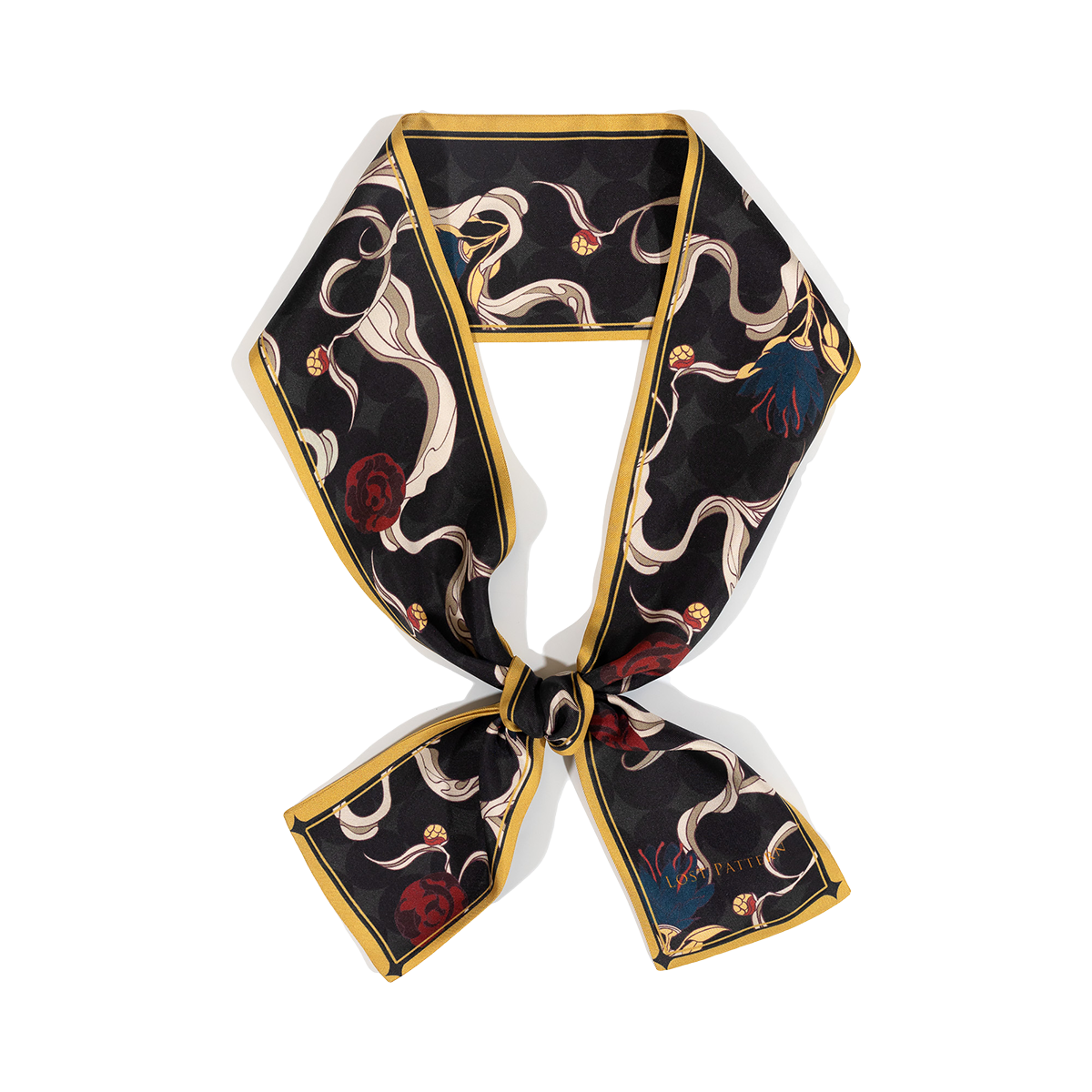 "Dream" Silk Twilly Neck Bow - Black