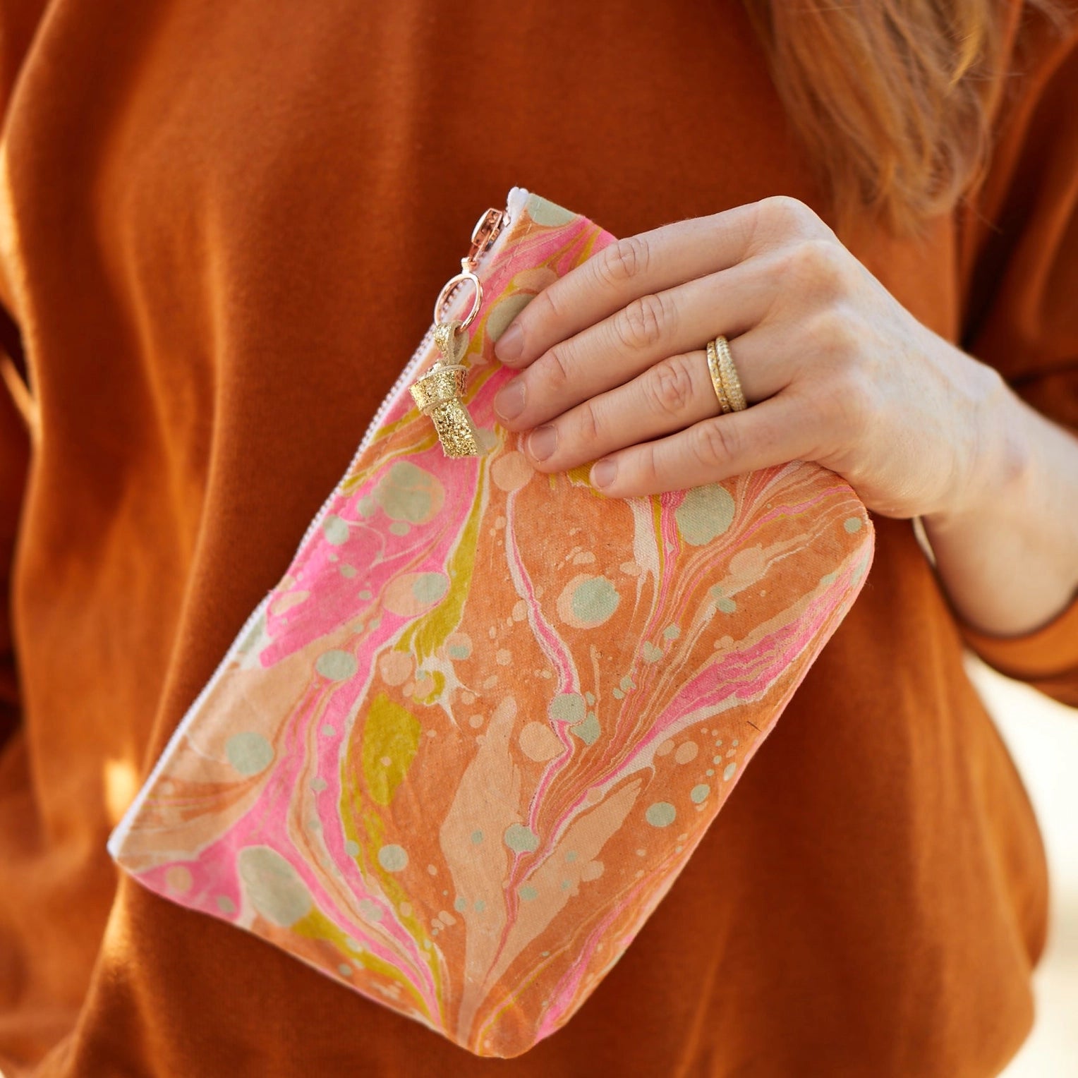 Hand Marbled Small Pouch | Sailor's Delight