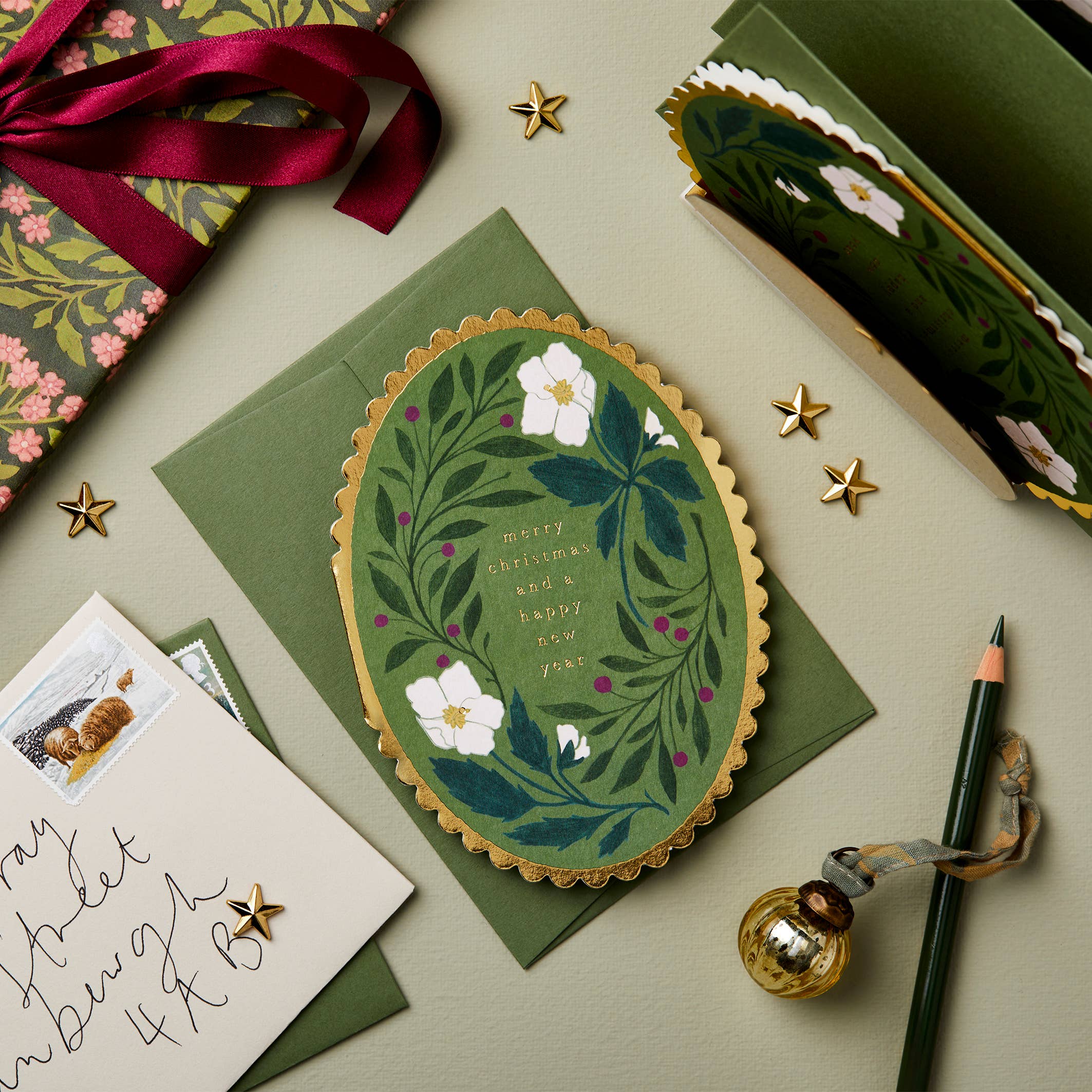 Green Flora 'Merry Christmas' Card