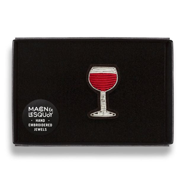 Glass Of Red Embroidered Pin