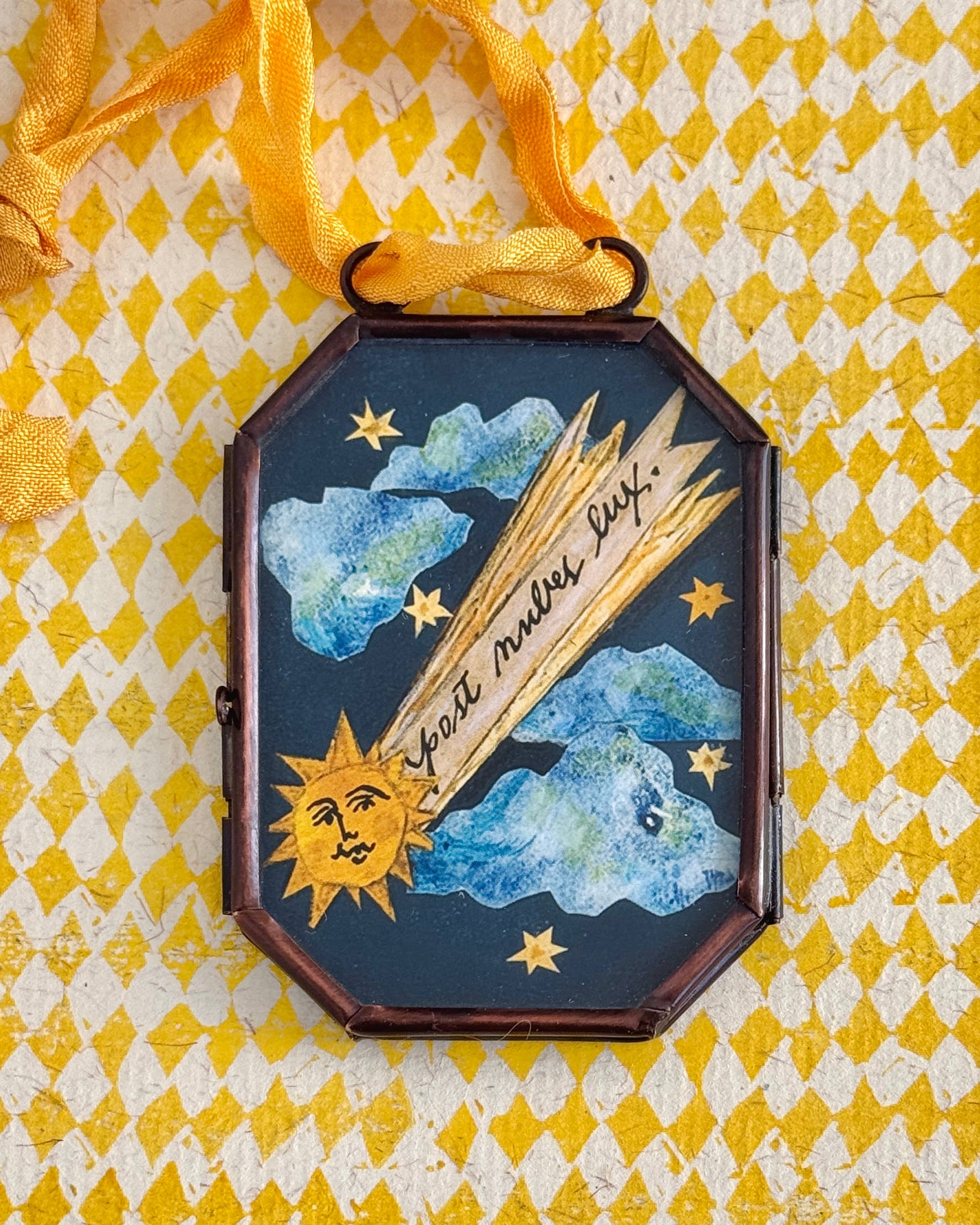 Post Nubes ~ Handmade Art Locket Ornament