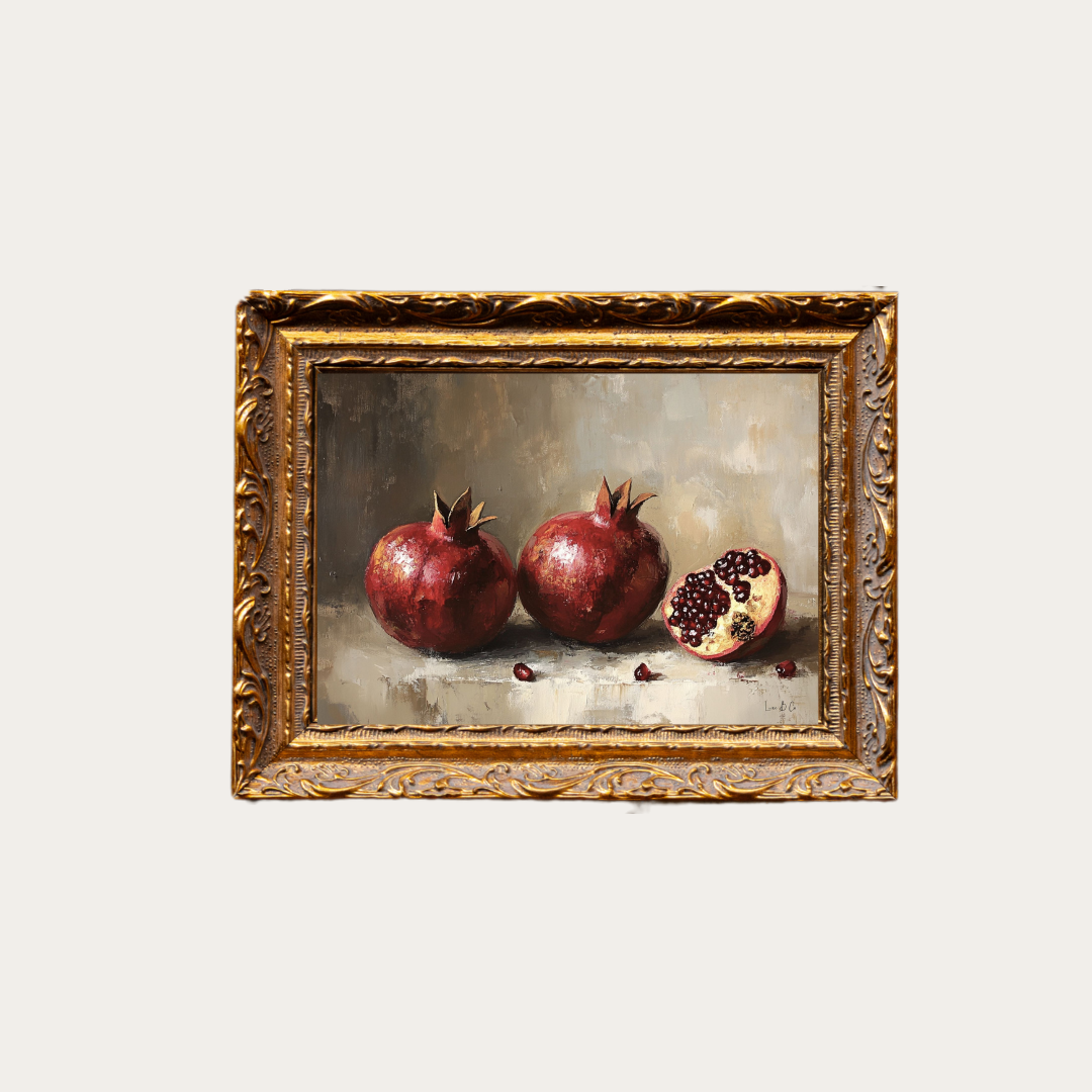 Antique Pomegranate | French Brass Gold Mould Framed Art
