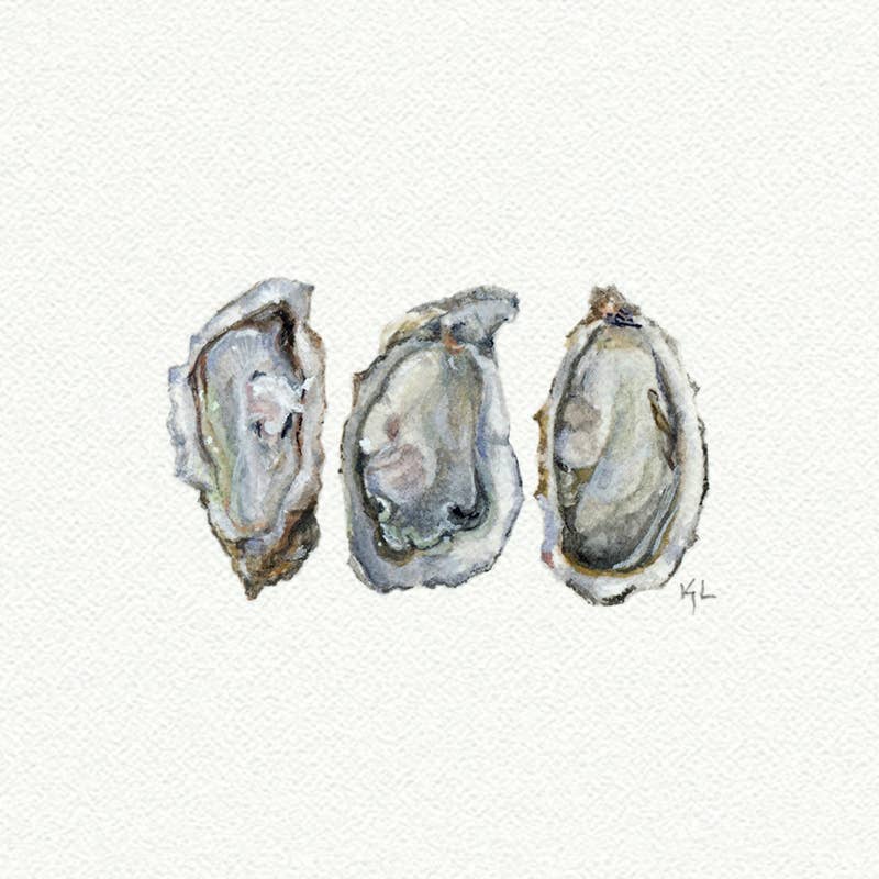 Oysters Miniature Watercolor Painting - Art Print
