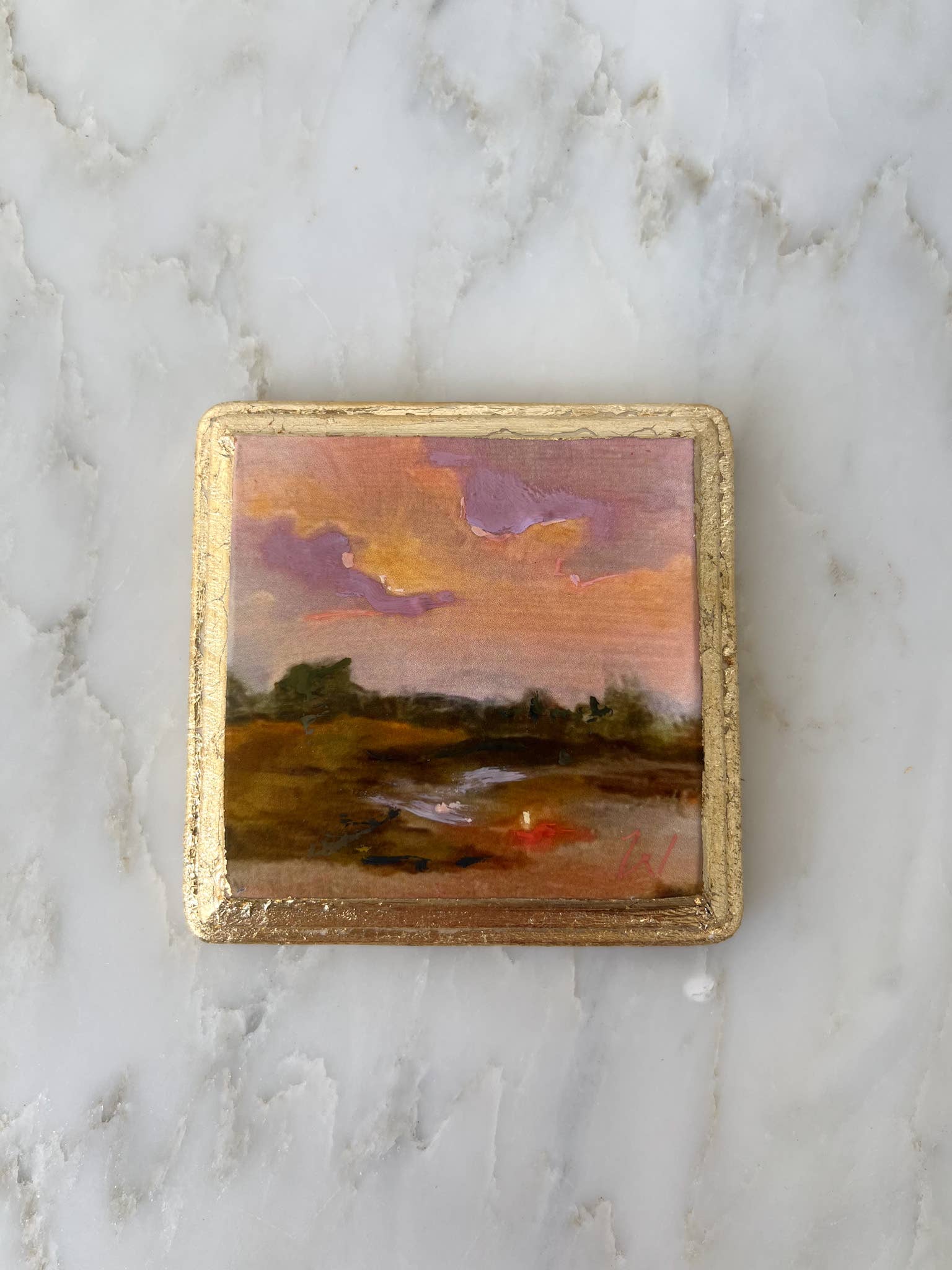 4x4 Woodblock Oil Painting- MarshCreeek II 