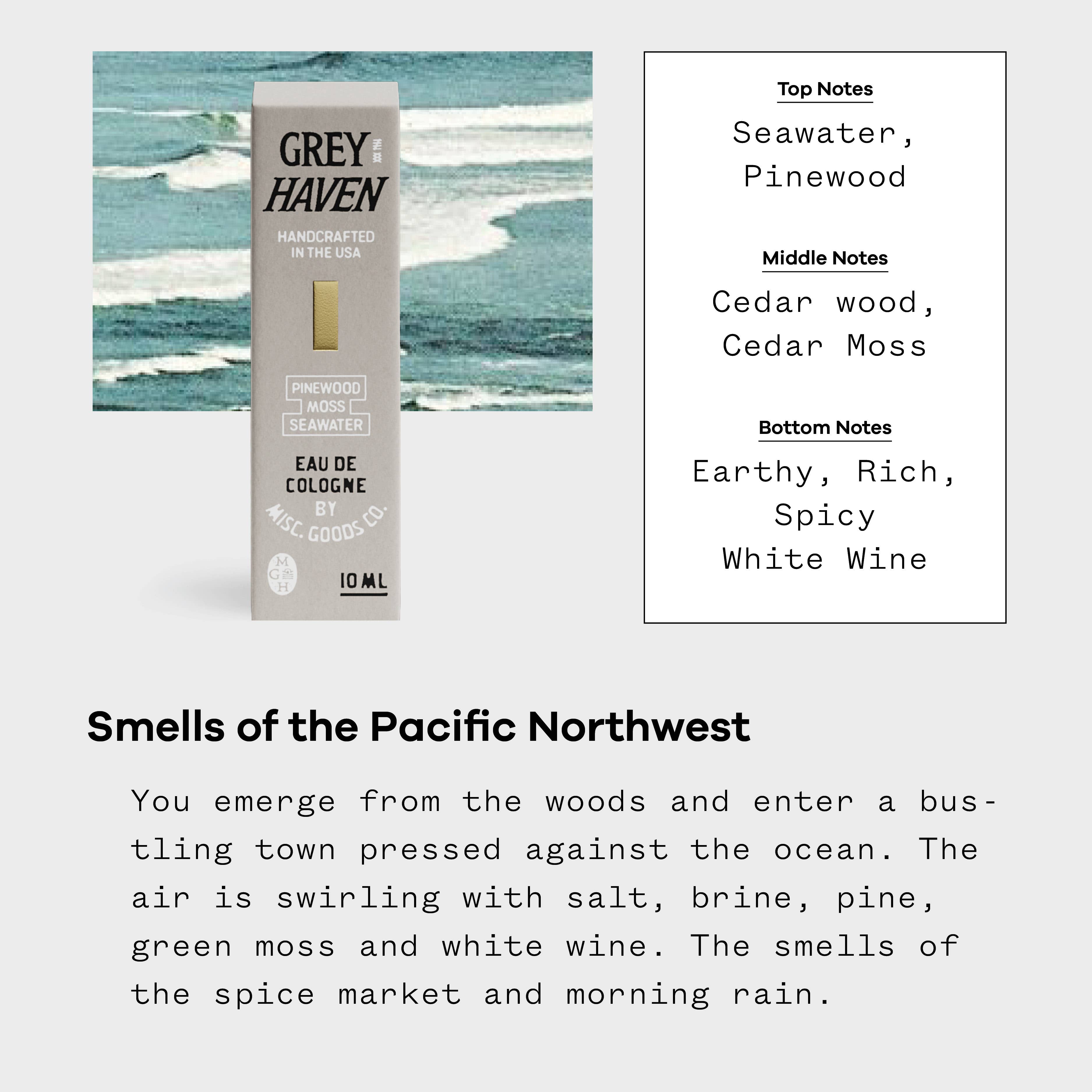 Greyhaven Eau de Cologne – Ocean Air, Pine & Moss | Travel Size, 10ml