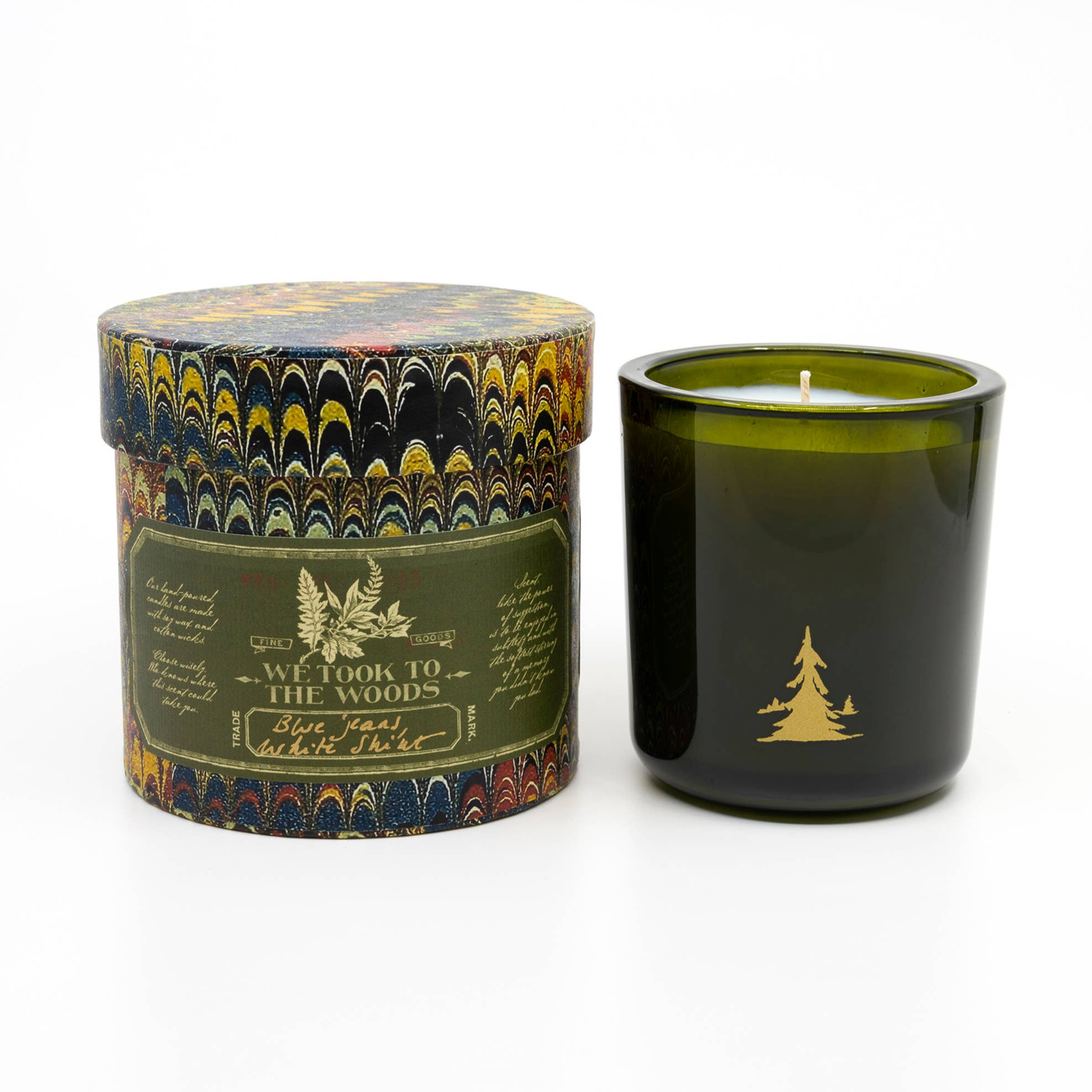 We Took to The Woods Blue Jeans, White Shirt Candle