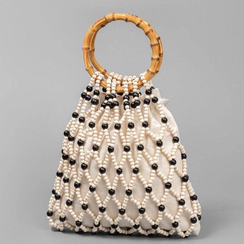 Color Block Handmade Wooden Bead Bag DP25B743