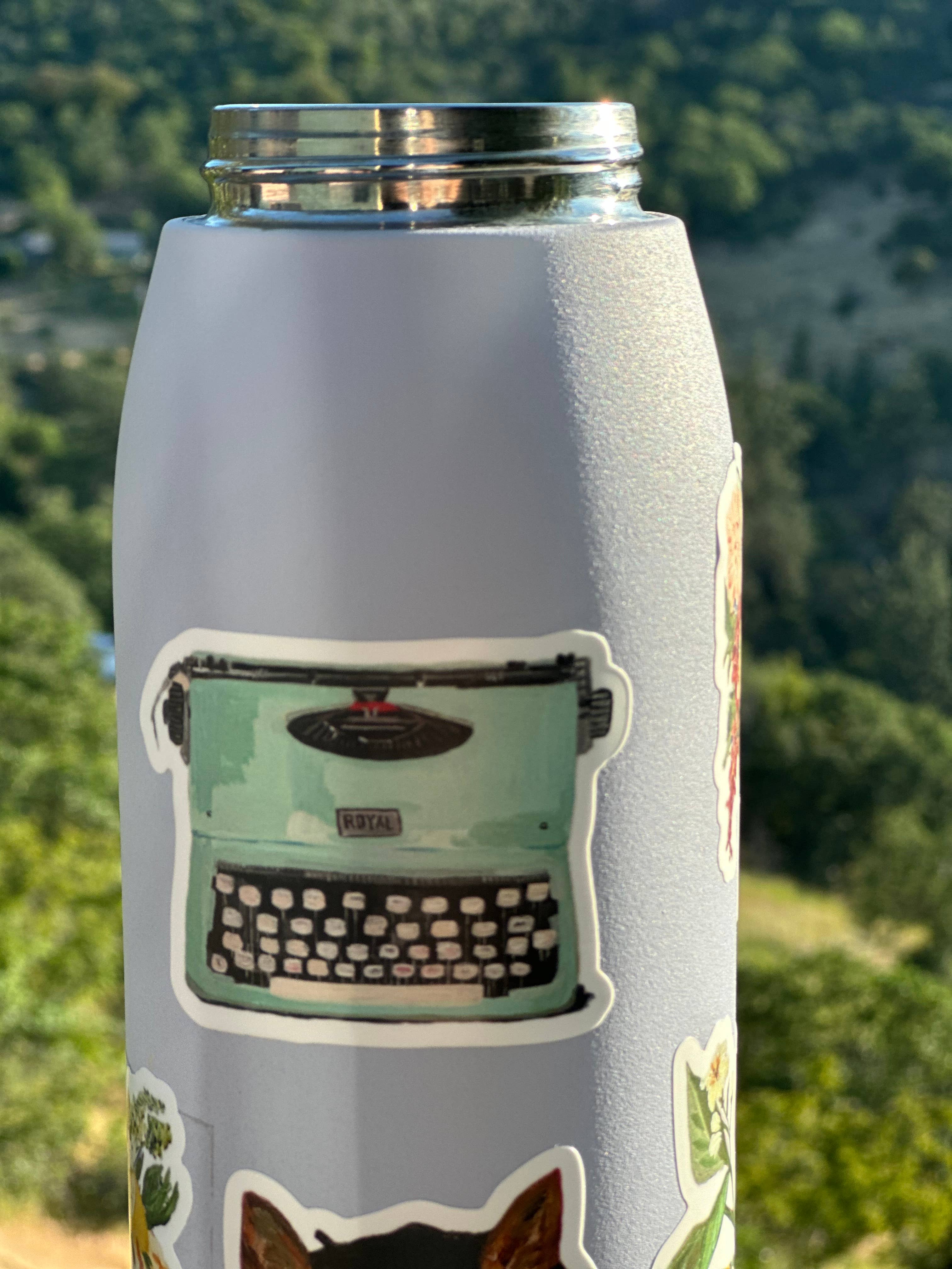 Aqua Typewriter 3" Die Cut Sticker