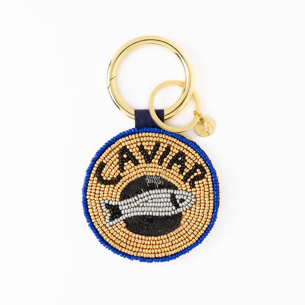 Kelsey Caviar Seed Bead Bag Charm Key Ring Gold Wholesale