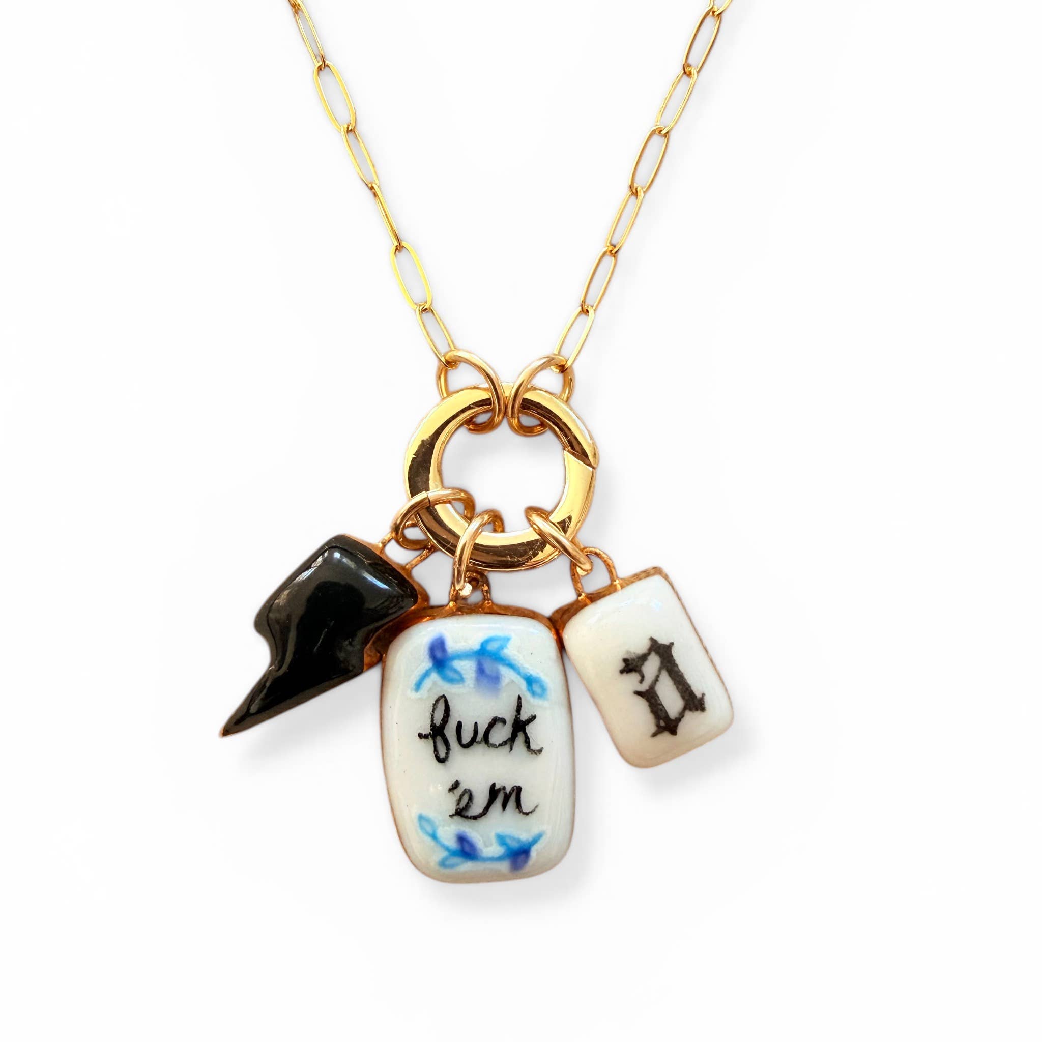 "Fuck 'Em" Floral Charm