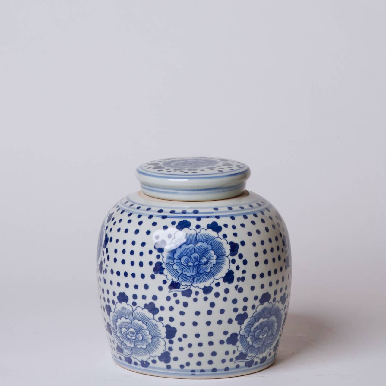 Blue and White Porcelain Spotted Peony Round Jar
