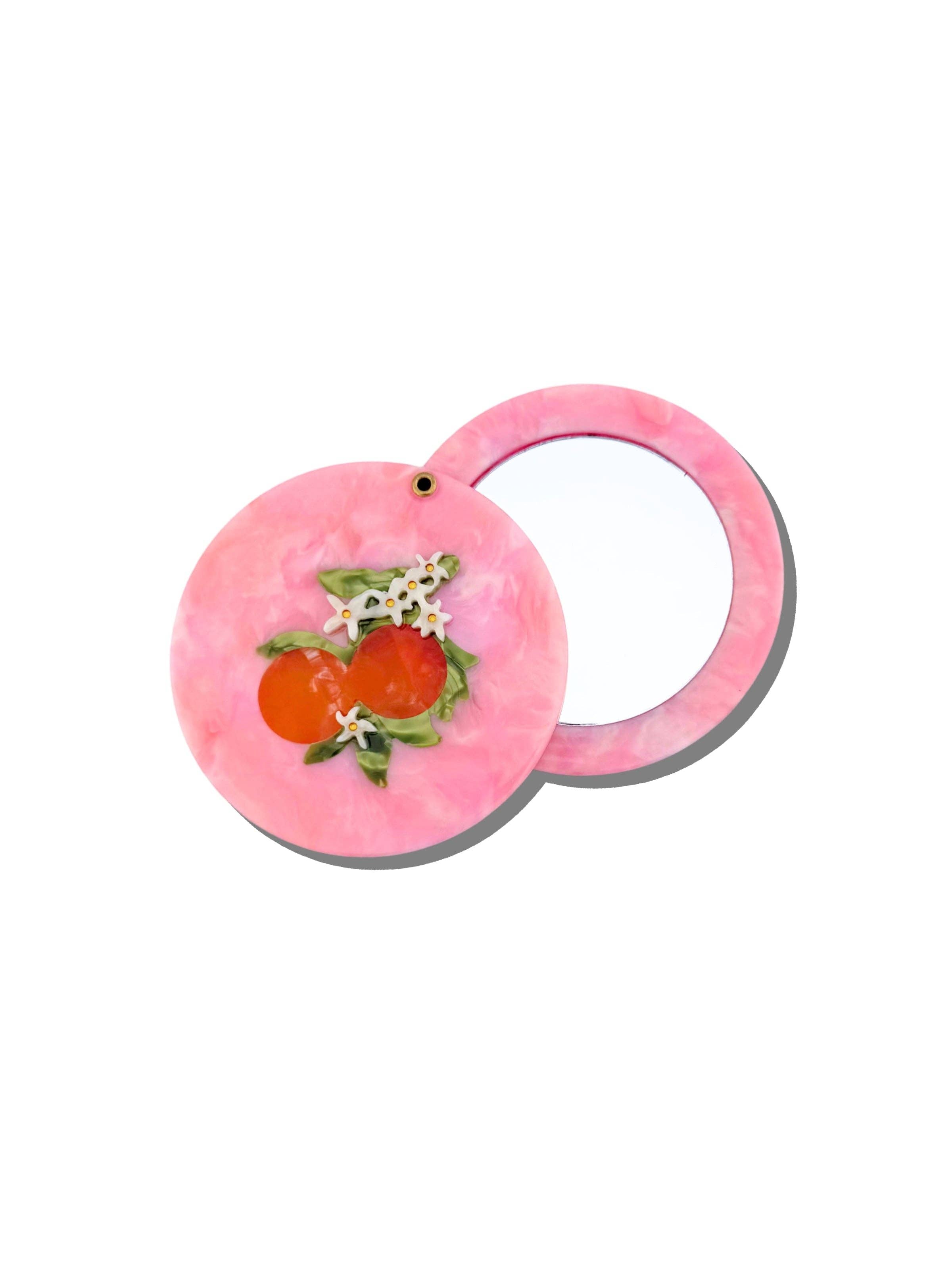 Hand-painted Orange Blossom Compact Mirror | Eco-Friendly