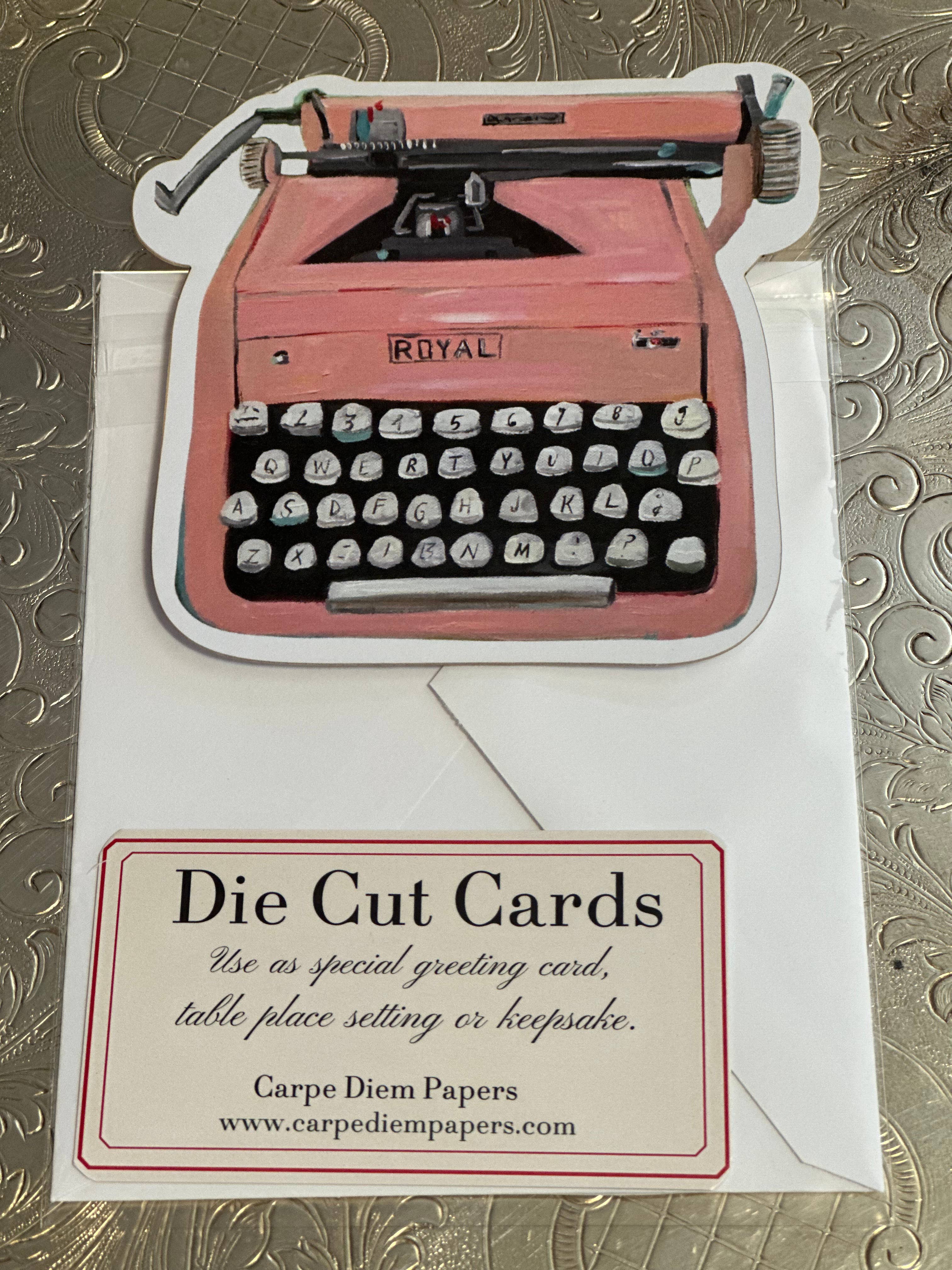Vintage Typewriter Die Cut Card