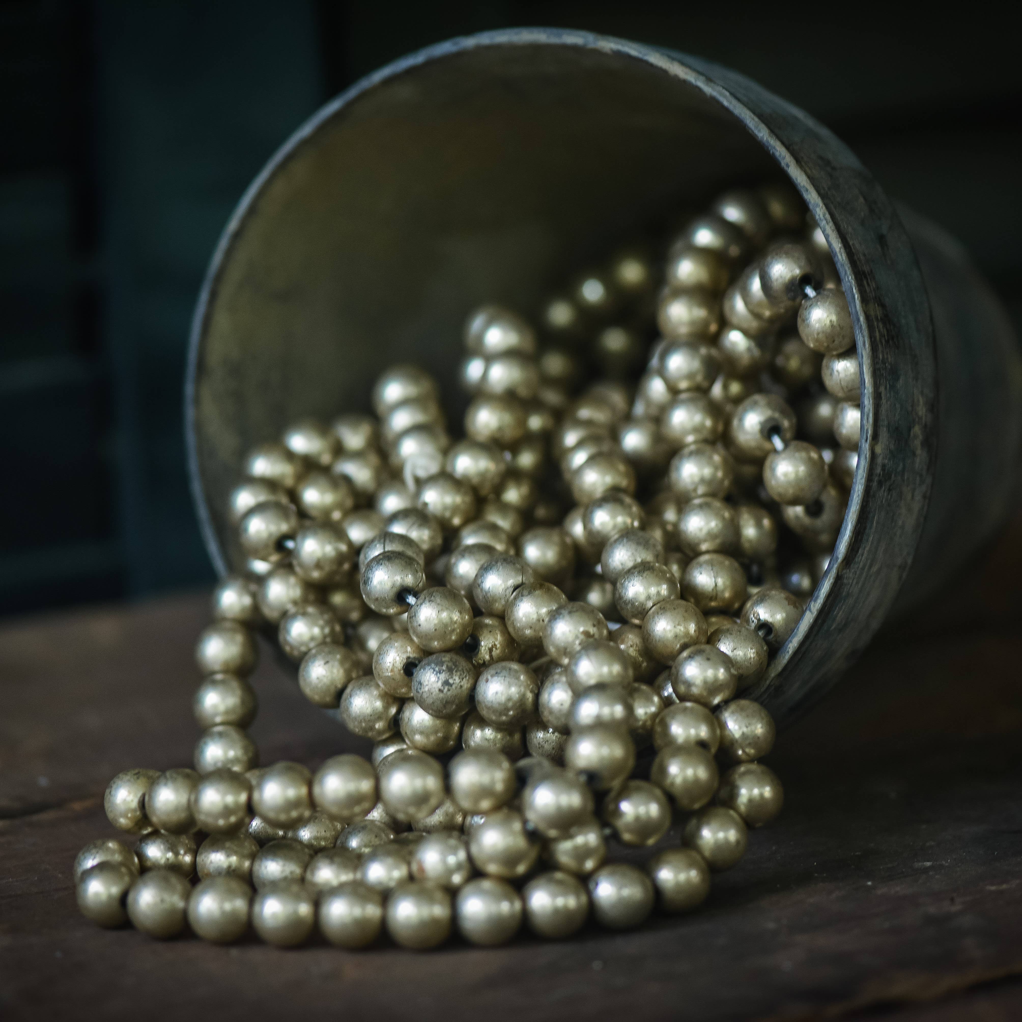 AGED SILVER BEAD GARLAND