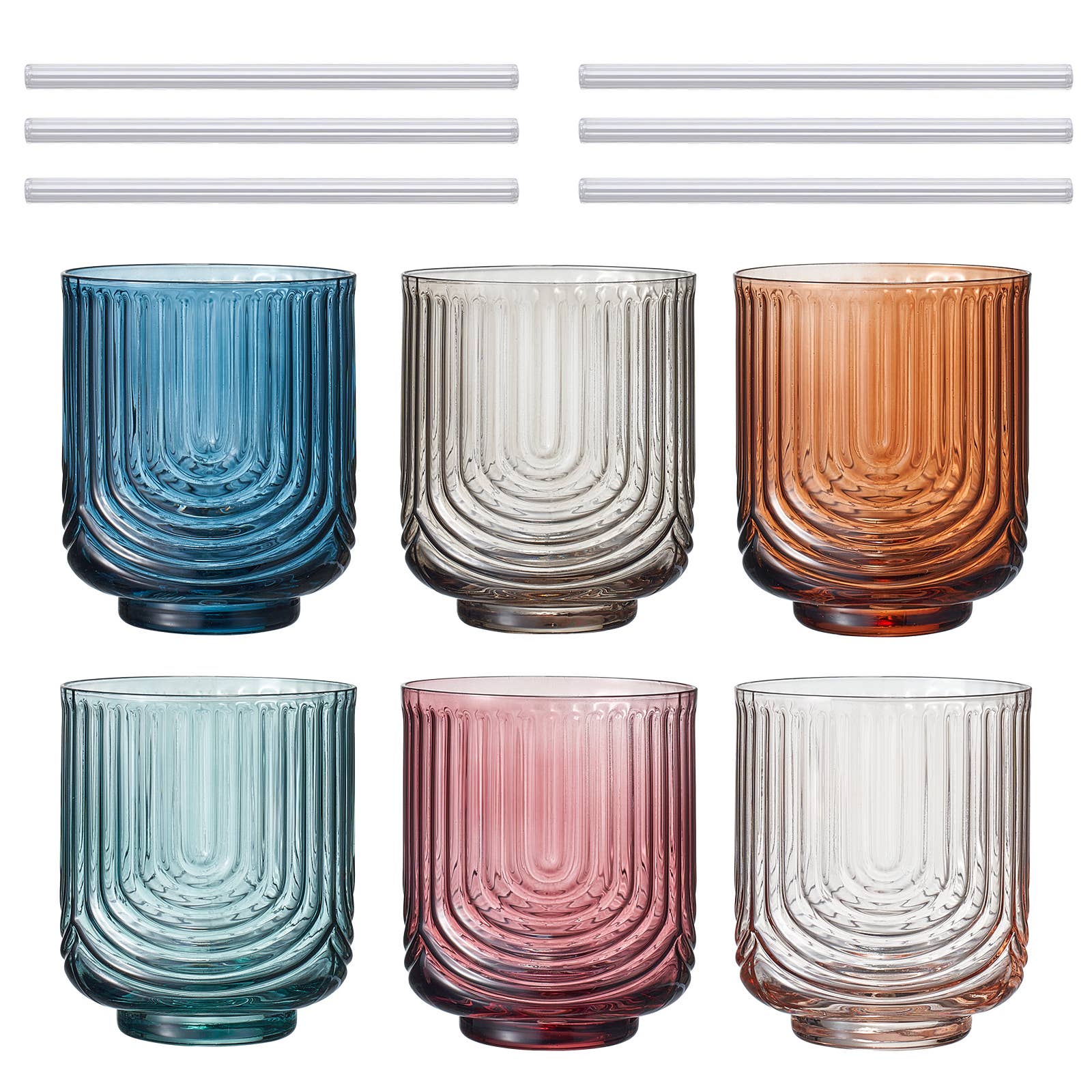 Vintage Art Deco Tumbler Glasses with Straw
