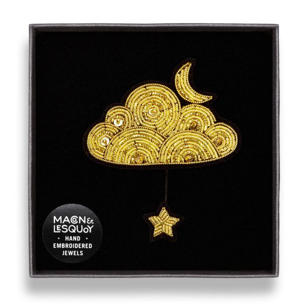 Gold Cloud  + Star Embroidered Pin