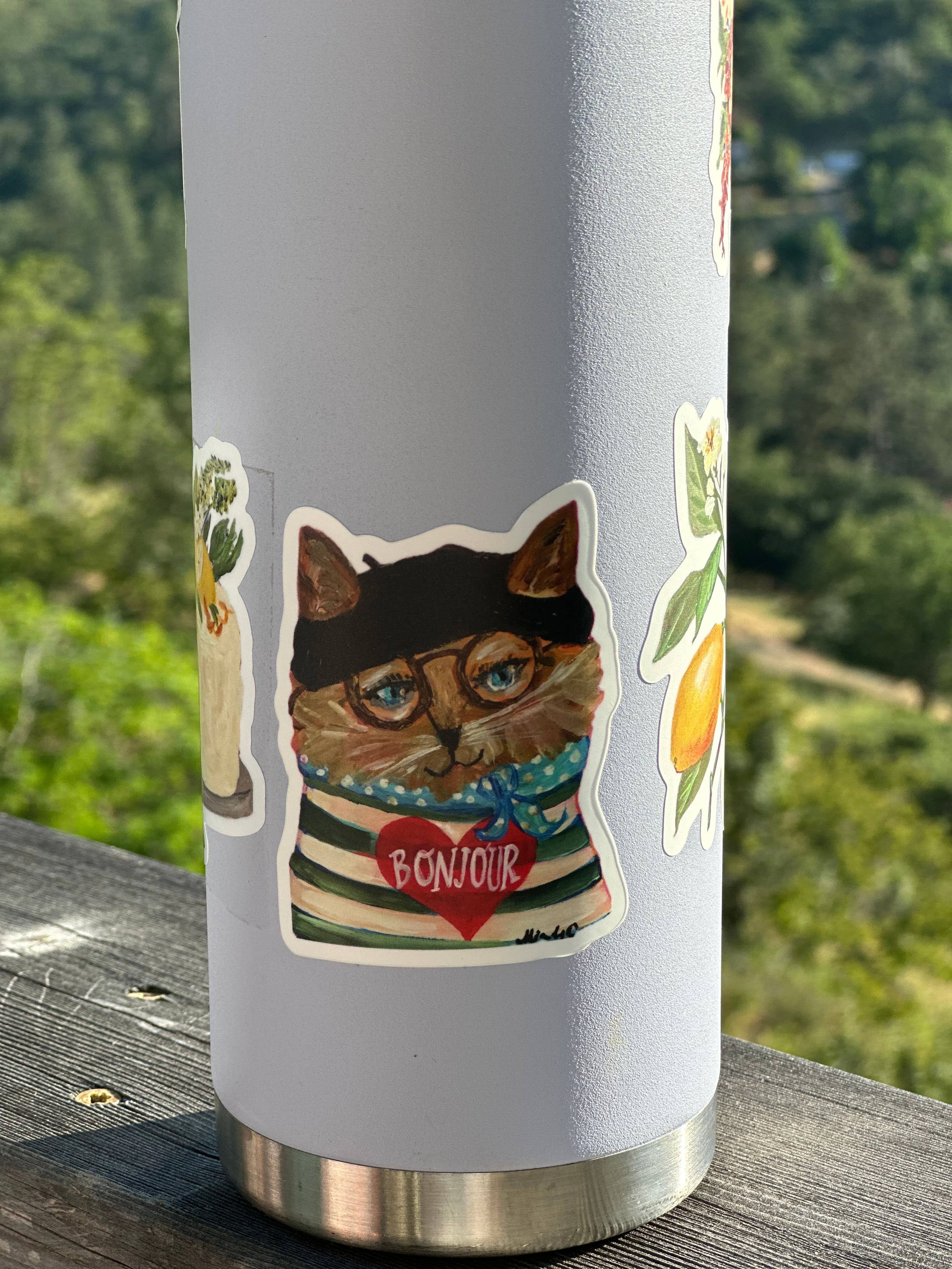 Bonjour Chat 3" Die Cut Sticker