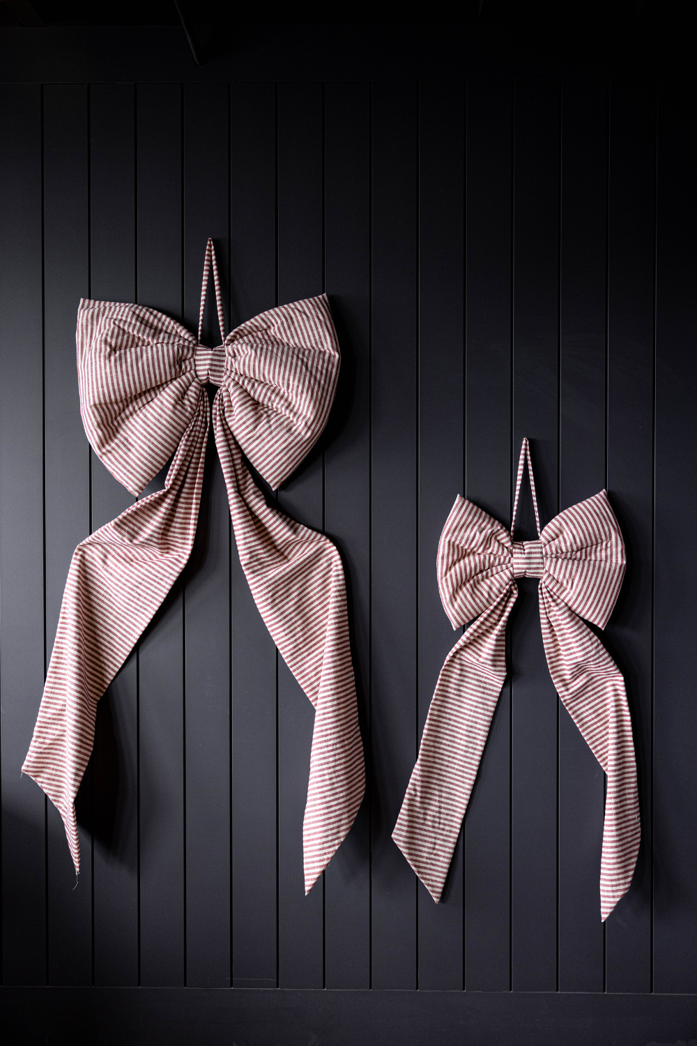 Bows Oversized Cranberry Red Striped Fabric