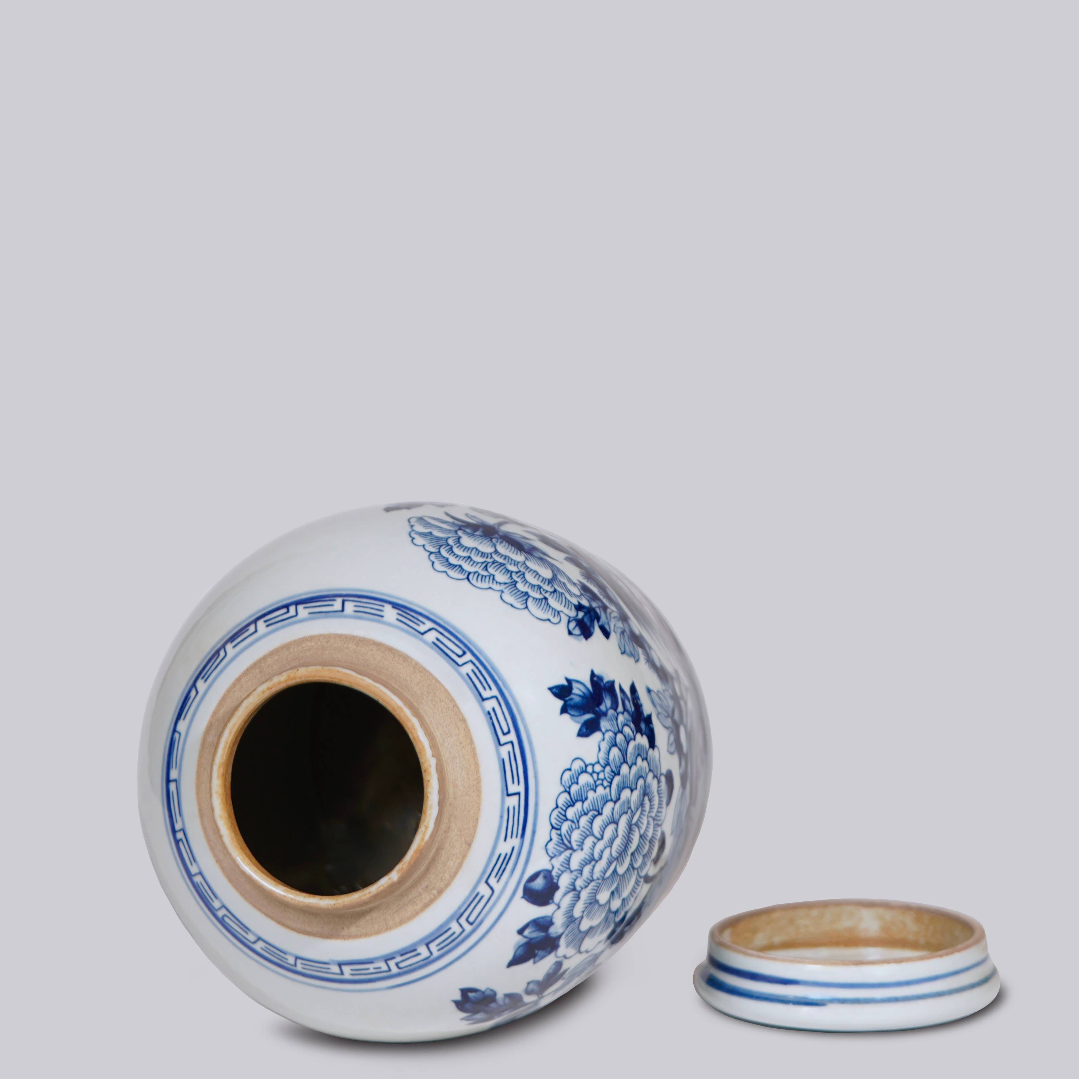Peony Blue and White Porcelain Jar