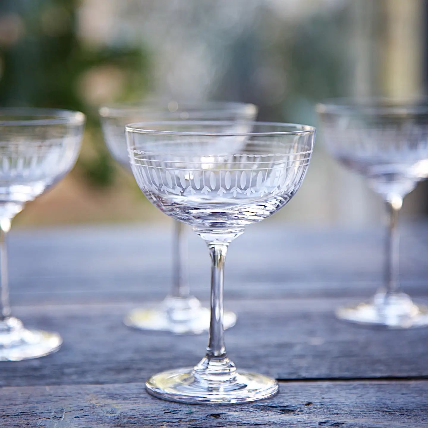 Oval Motif Crystal Champagne Coupe