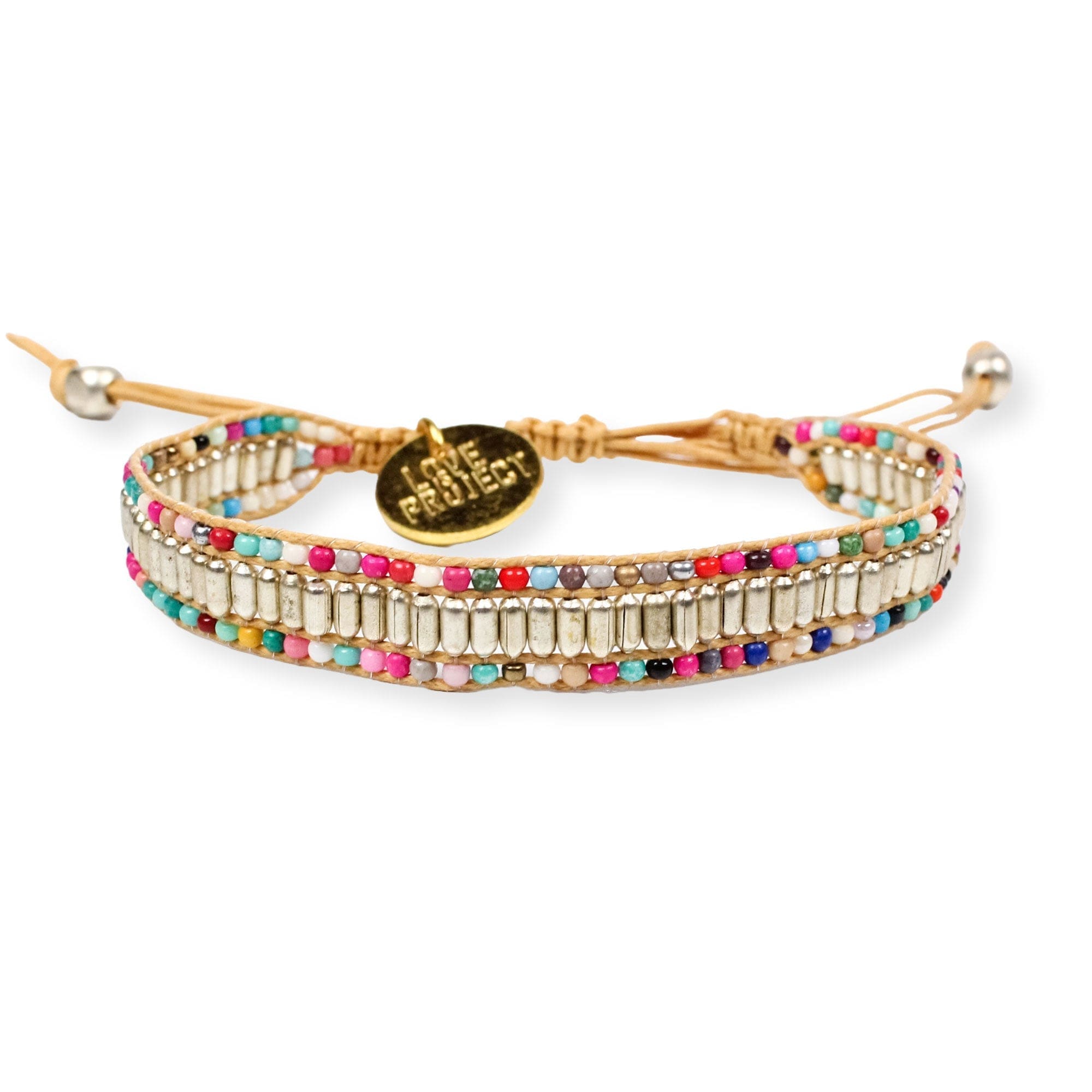 Fair-trade Skinny Darjeeling Double Rainbow Bracelet | Silver