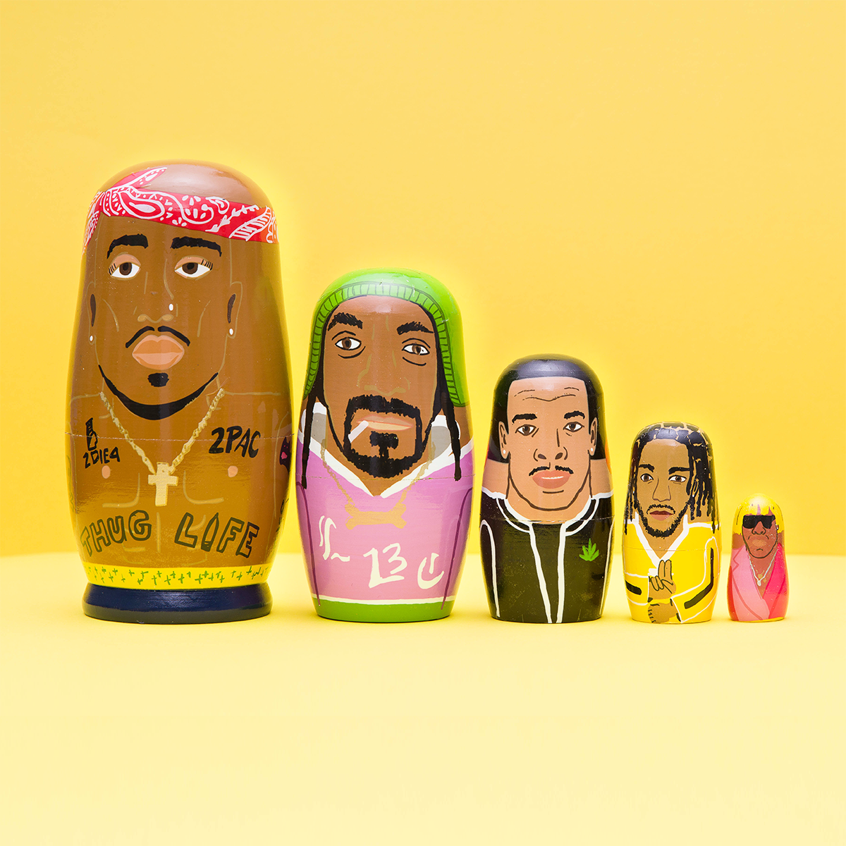 West Coast Rappers Wooden Nesting Doll Set