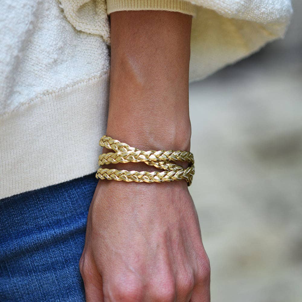 Unisex Gold Braided Wrap Bracelet