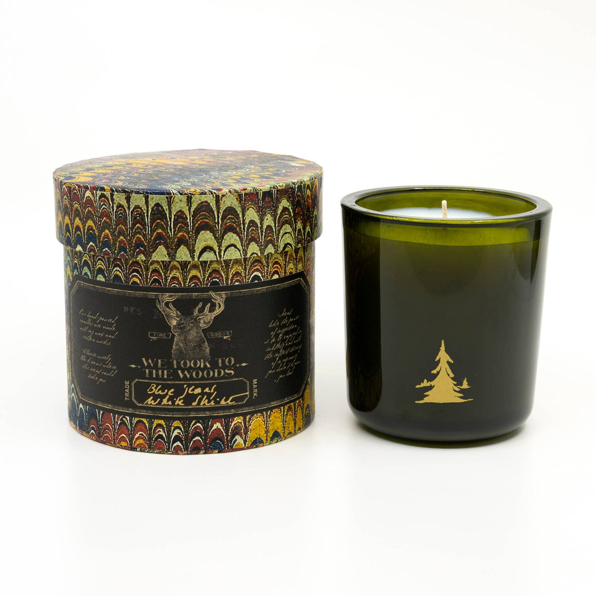 We Took to The Woods Blue Jeans, White Shirt Candle