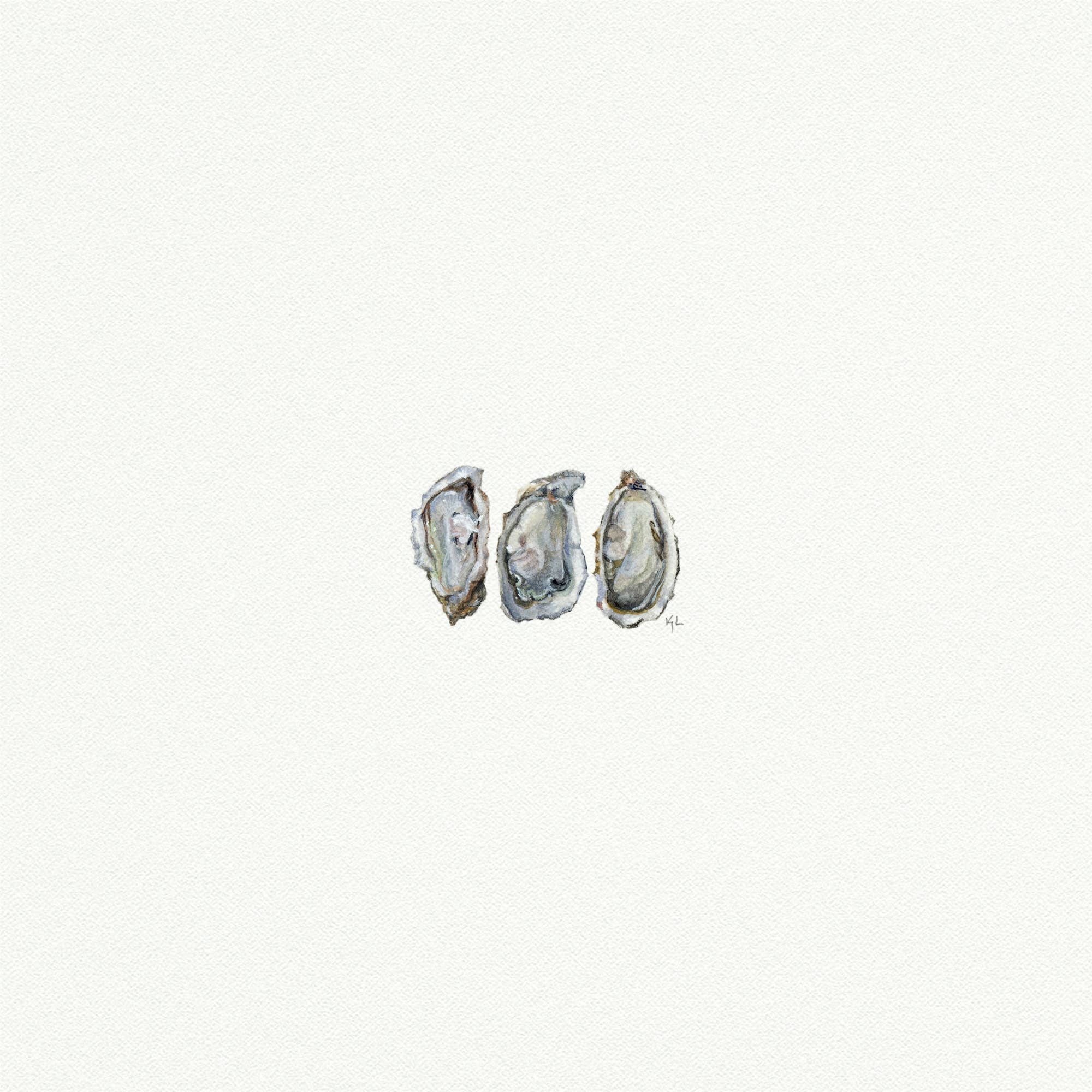 Oysters Miniature Watercolor Painting - Art Print
