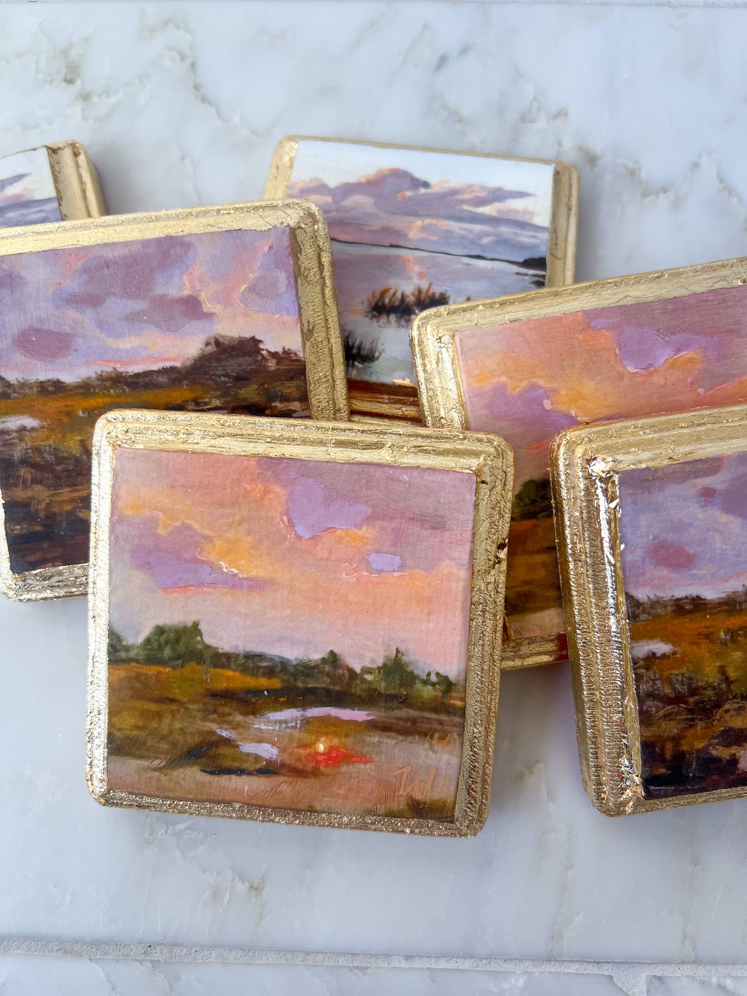 4x4 Woodblock Oil Painting- MarshCreeek II 