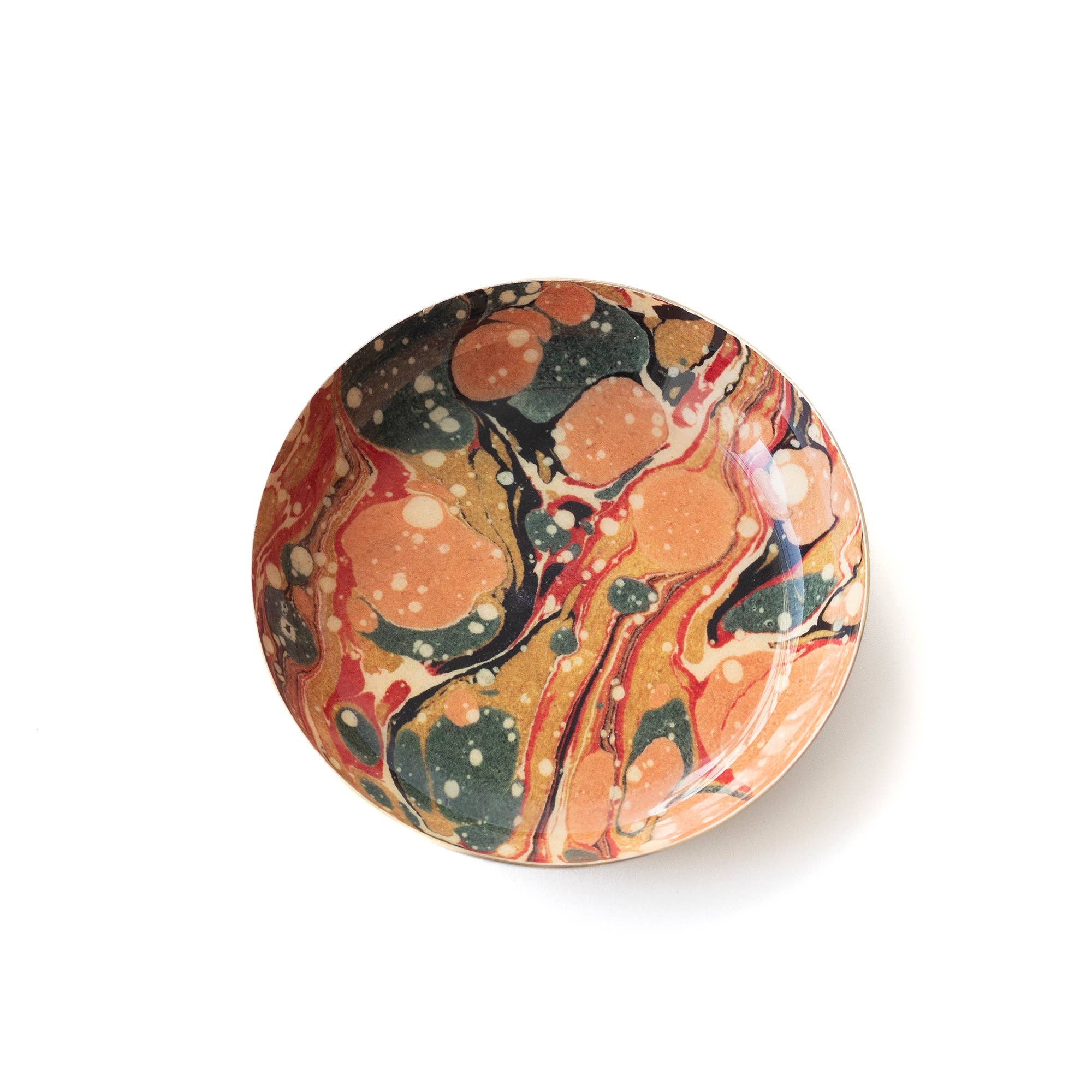 Handcrafted Round Enamel Marbled Tray