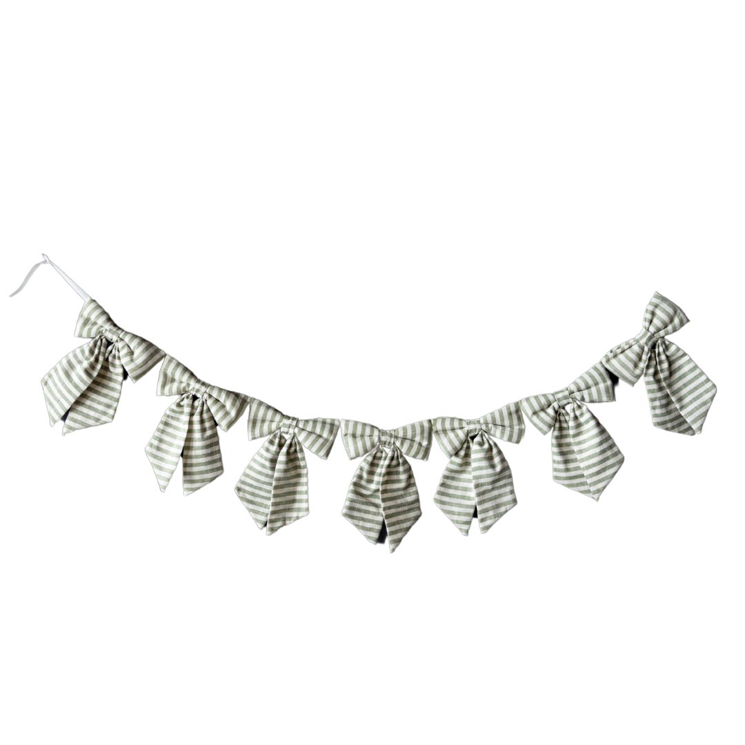 Bow Garland Striped Light Green Fabric