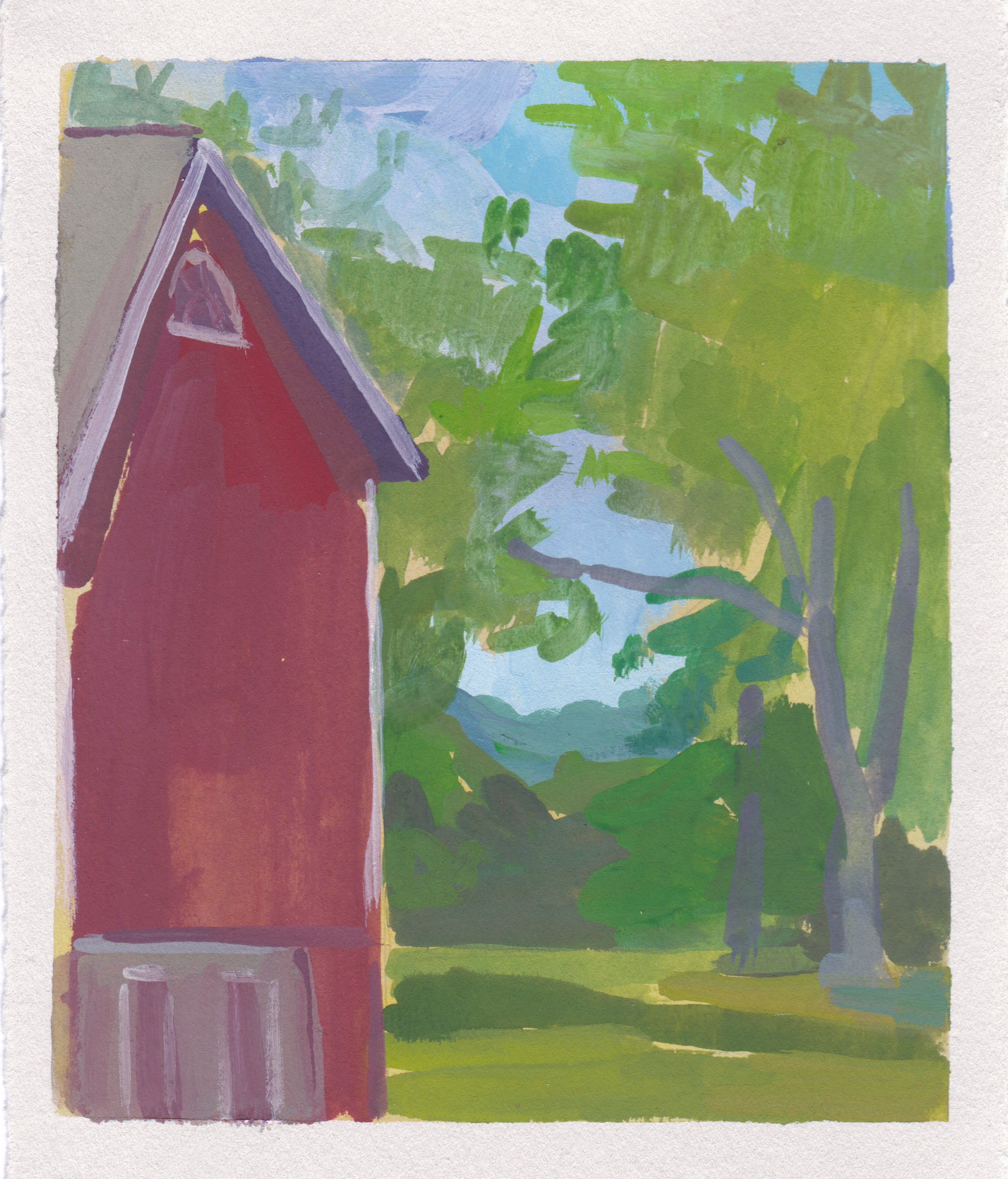 Red Barn Near Window
