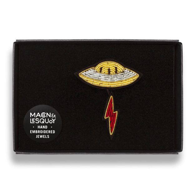 Flying Saucer Embroidered Pin