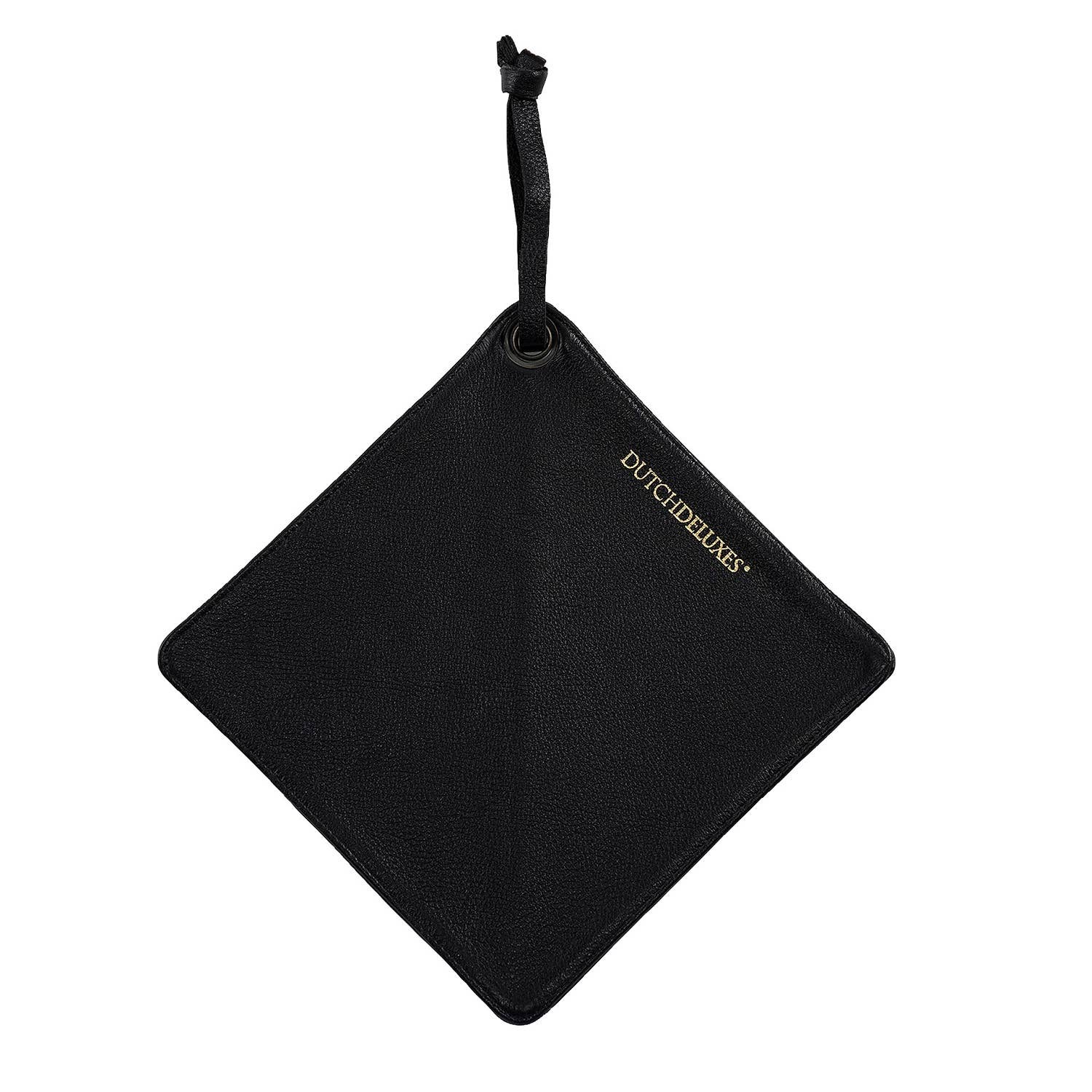 Classic Black Leather Pot Holder