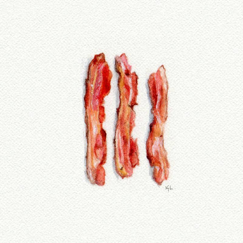 Bacon Miniature Watercolor Painting - Art Print