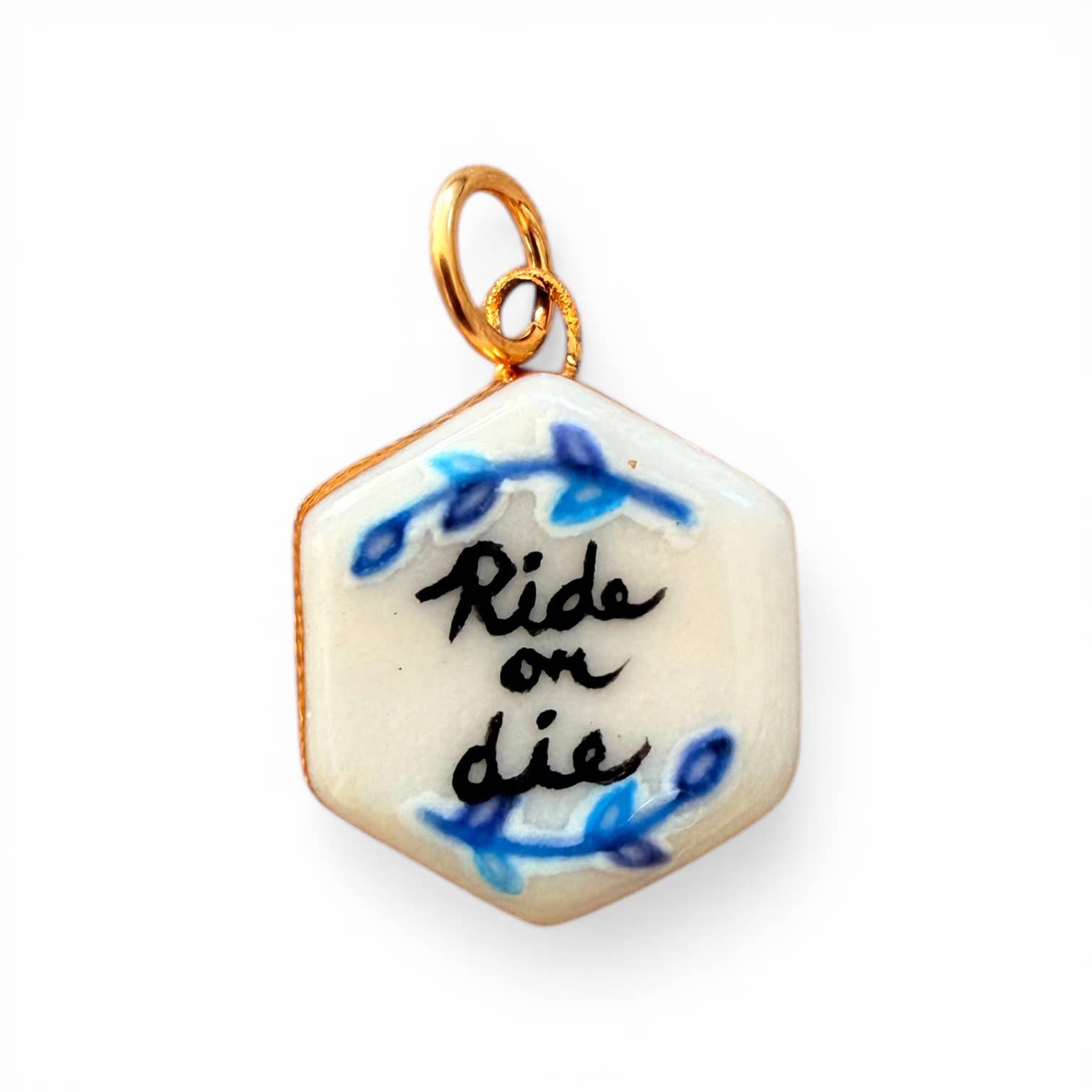 Black & Blue ‘Ride or Die” Hexagon Charm
