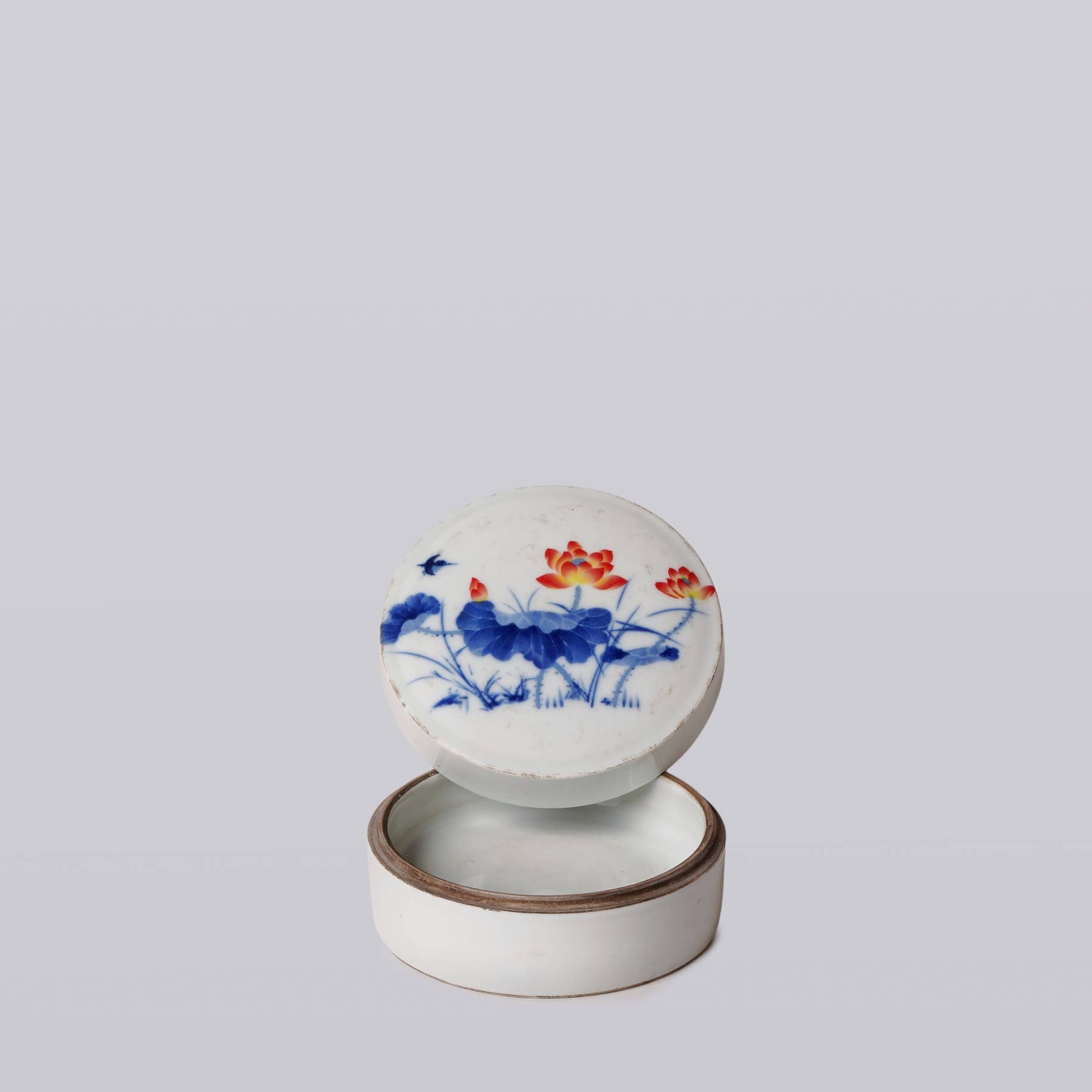 Blue + White Porcelain Lotus Bloom Ink Box