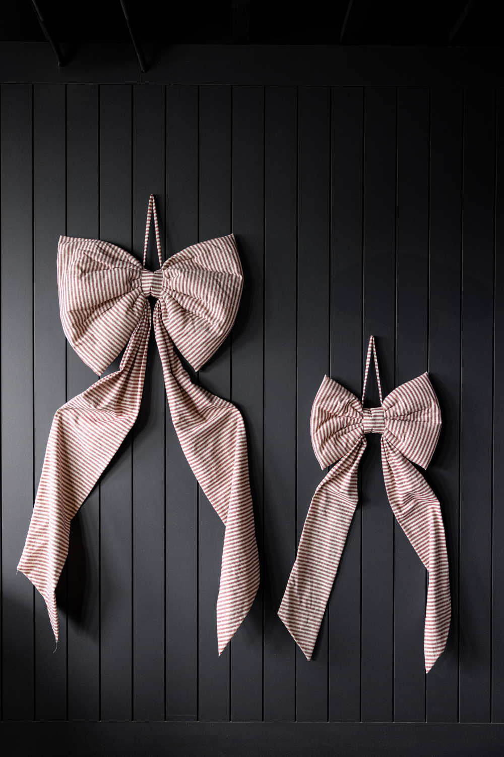 Bows Oversized Cranberry Red Striped Fabric