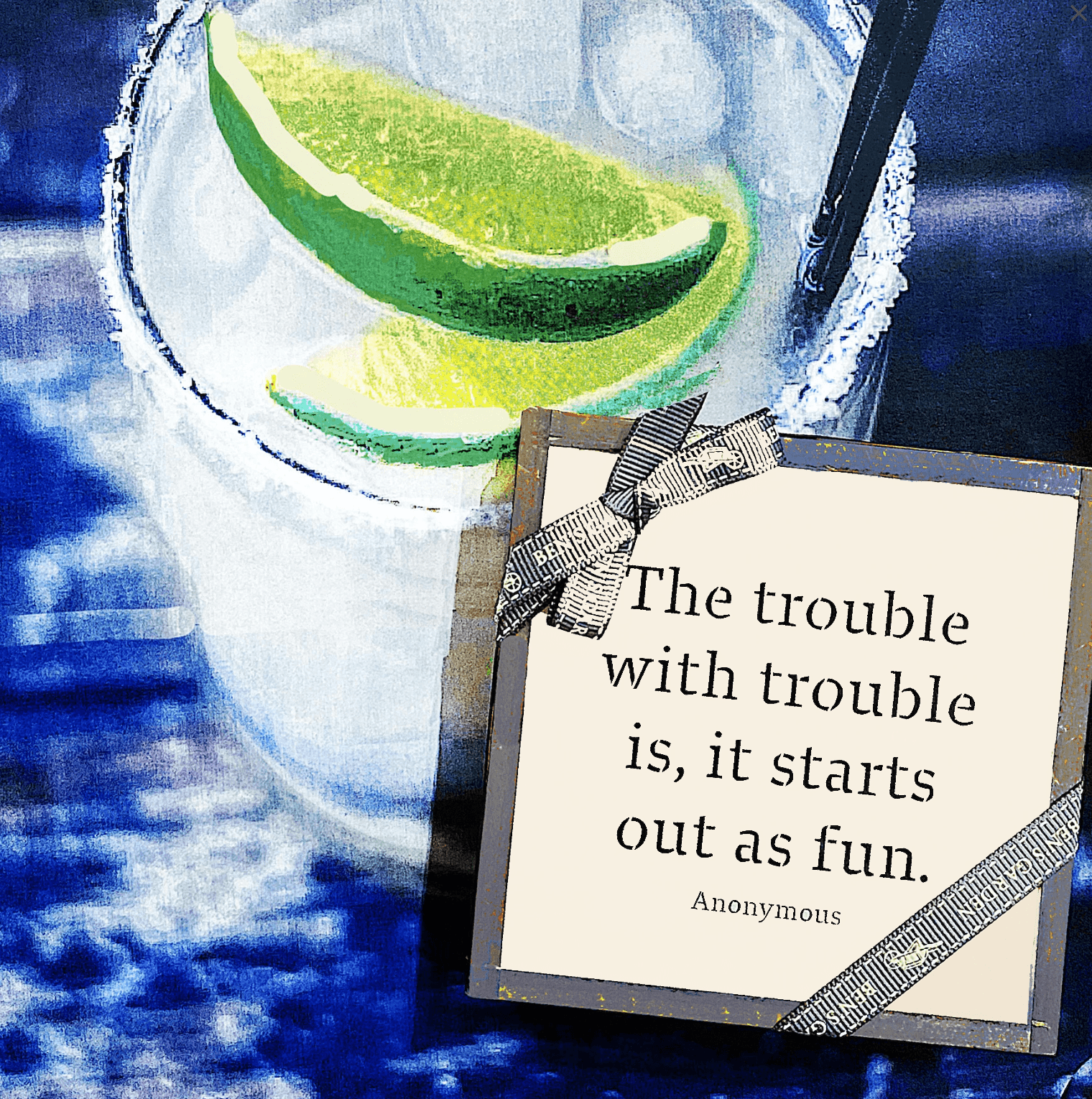 The Trouble With Trouble Copper & Glass Coasters, Set of 4