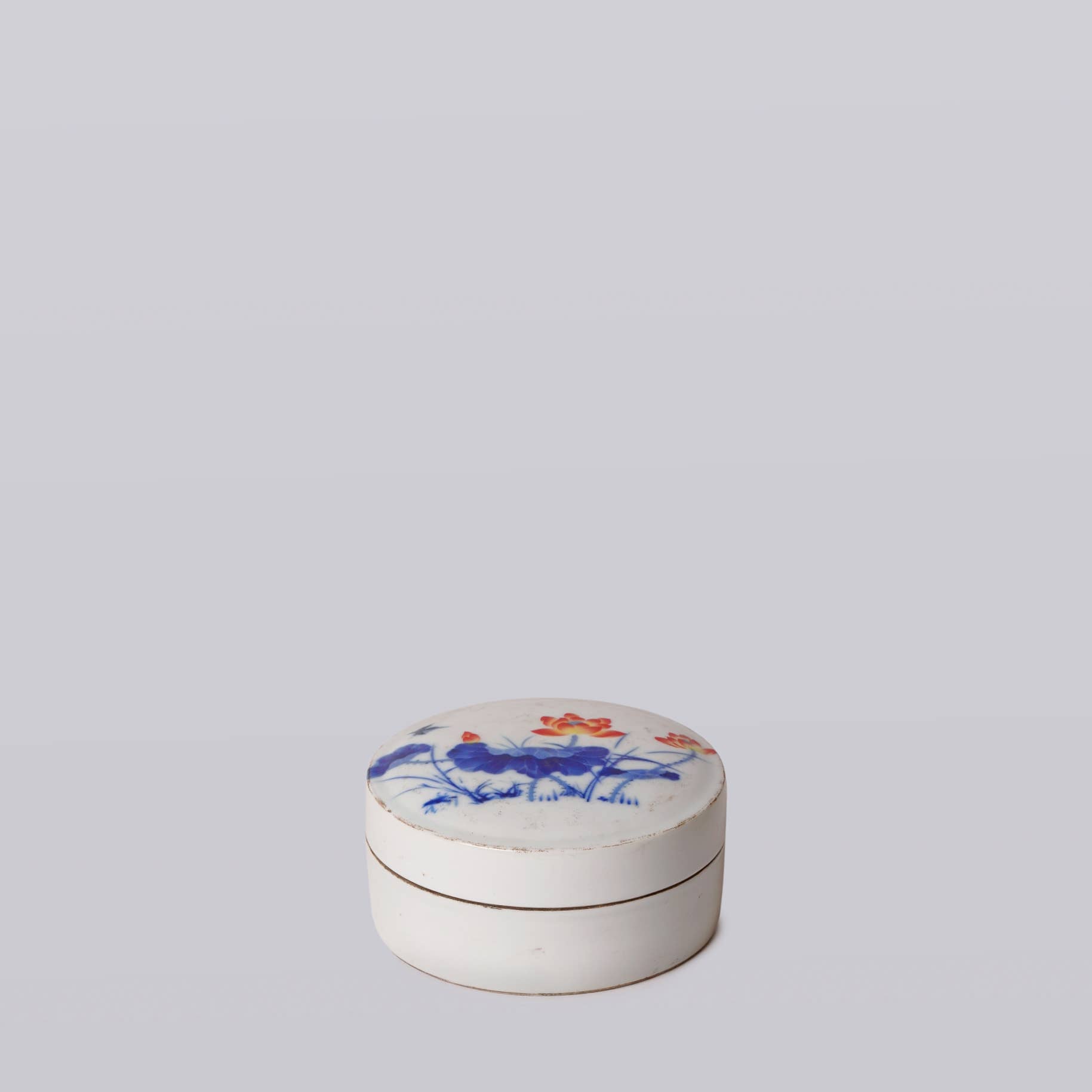 Blue + White Porcelain Lotus Bloom Ink Box